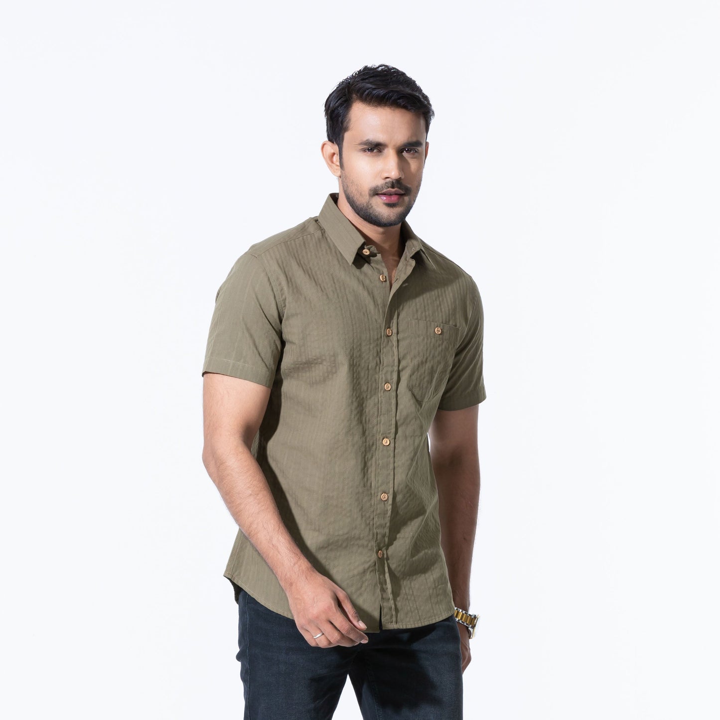 Mens Olive Casual Shirt
