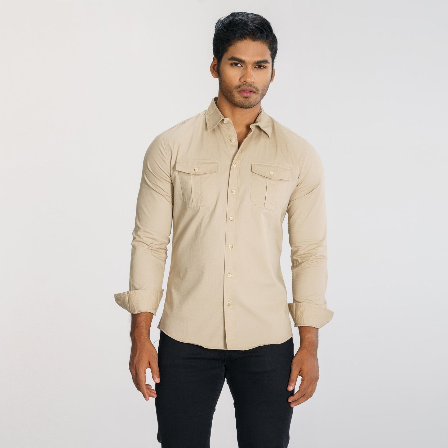 Mens Beige L/S Shirt