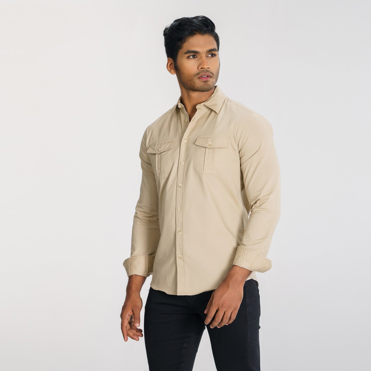 Mens Beige L/S Shirt
