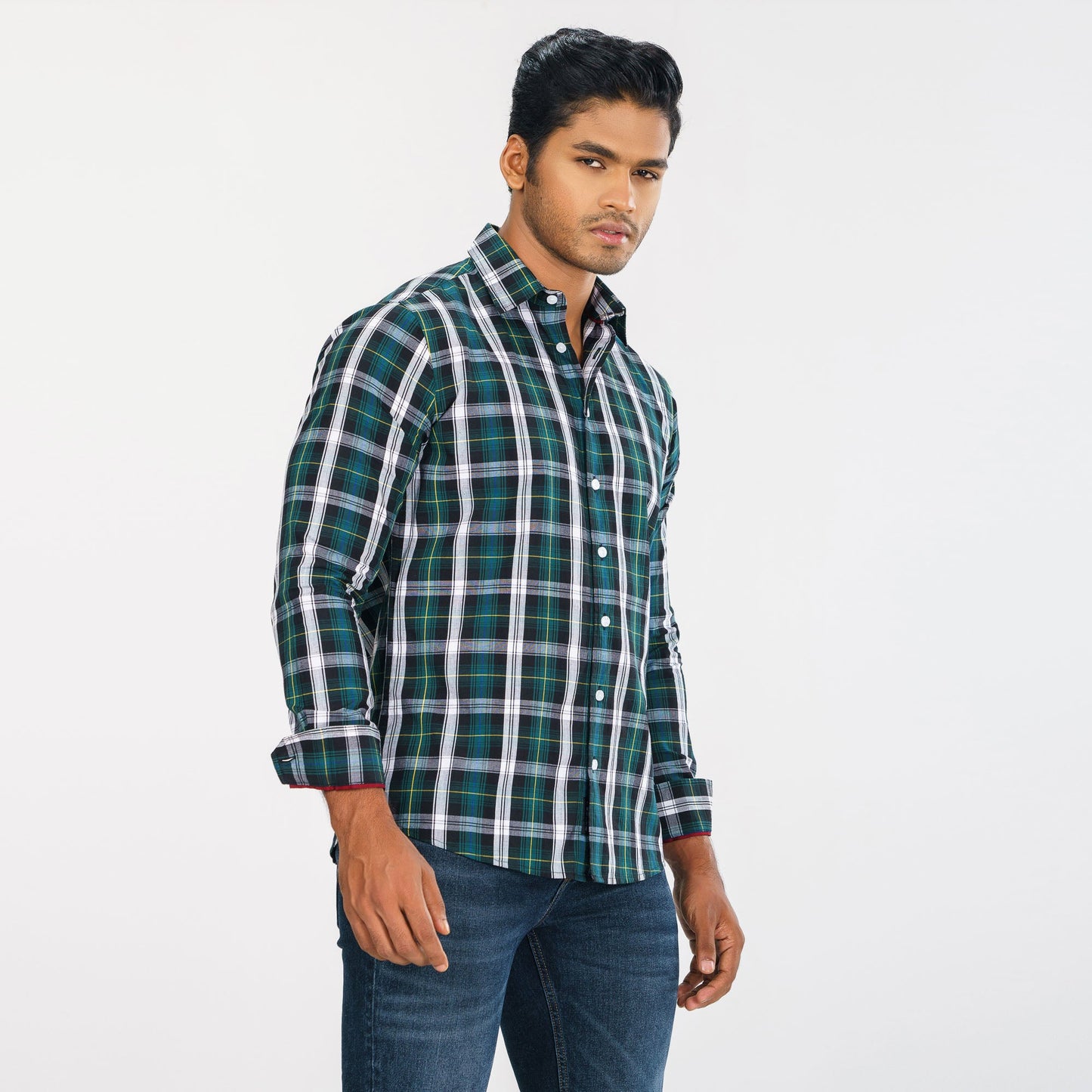 Men Green Check Shirt