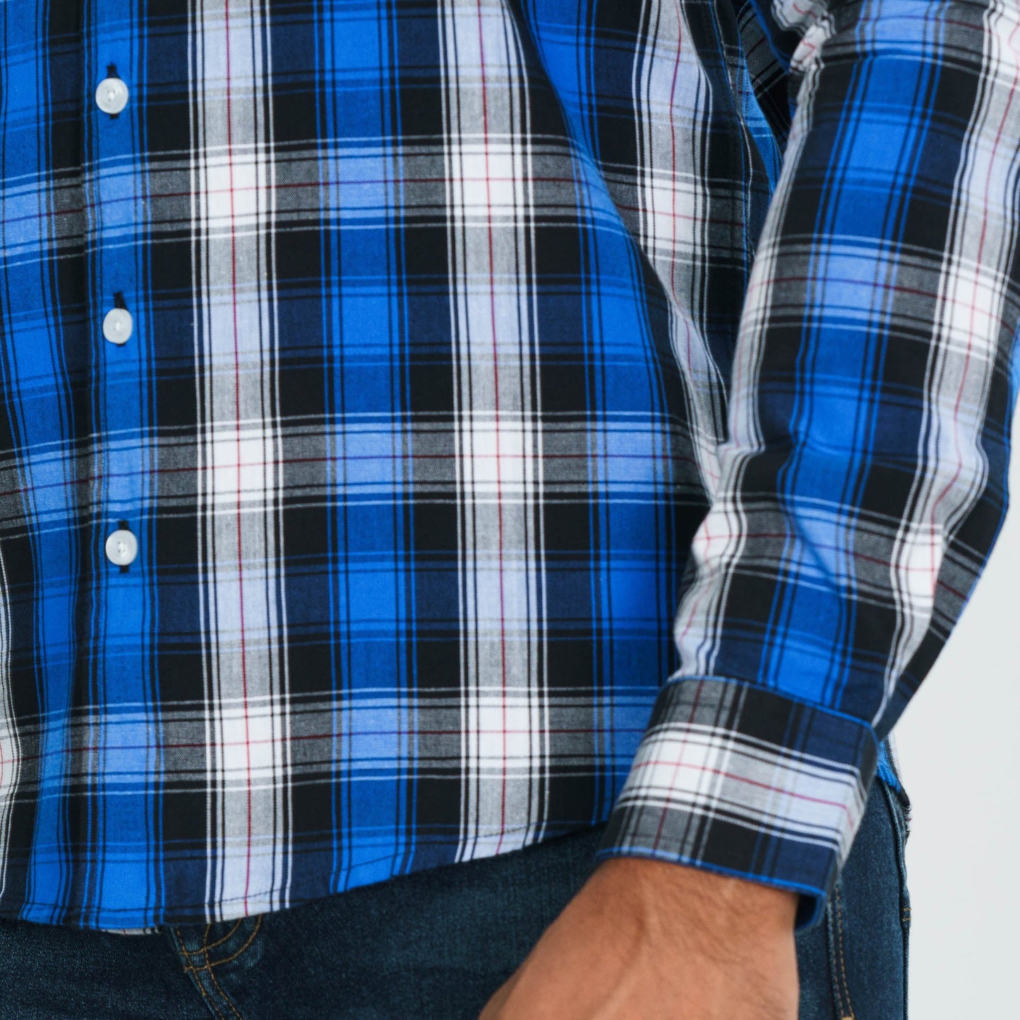 Men Blue Check Shirt