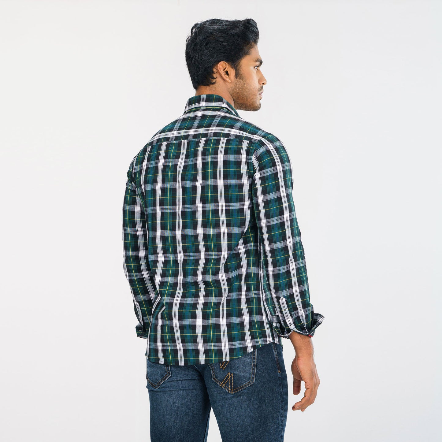 Men Green Check Shirt
