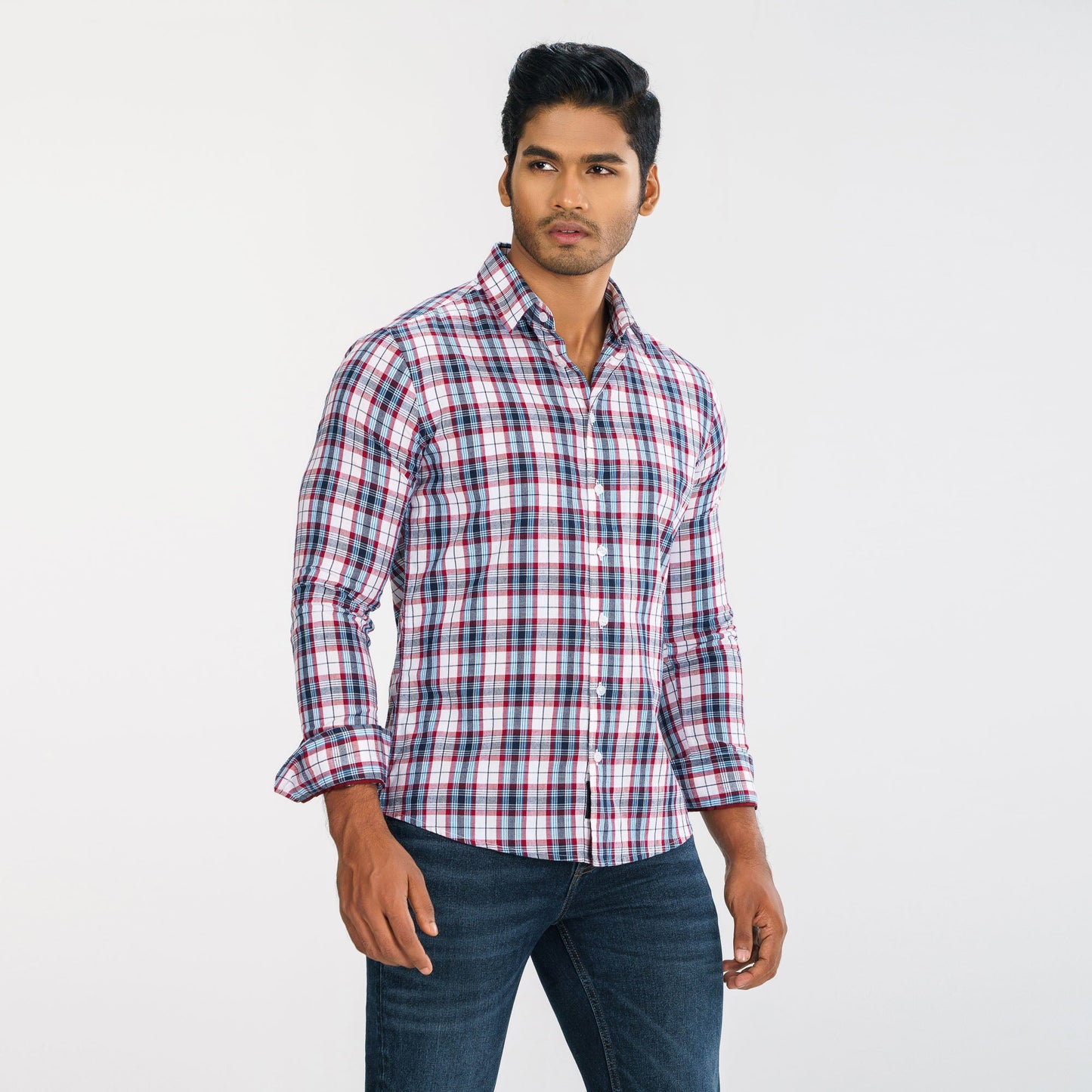 Men Red Check Shirt