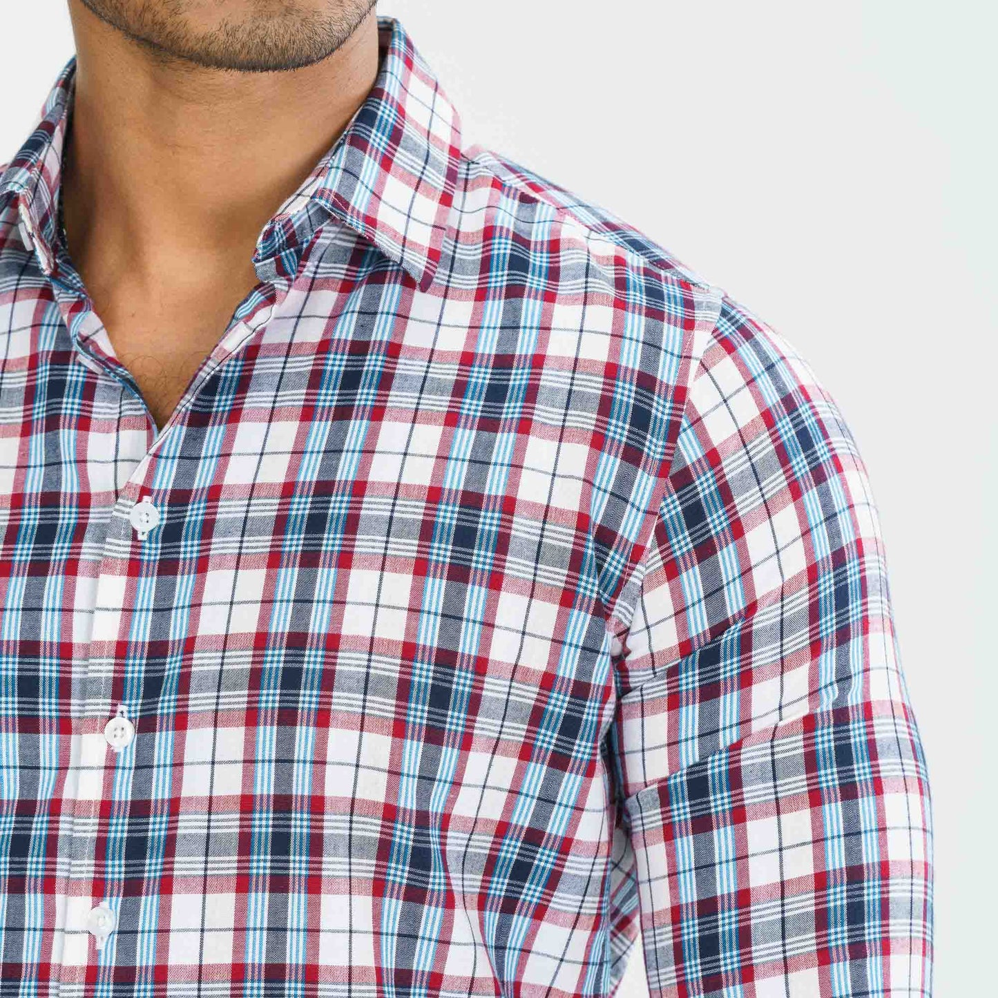 Men Red Check Shirt