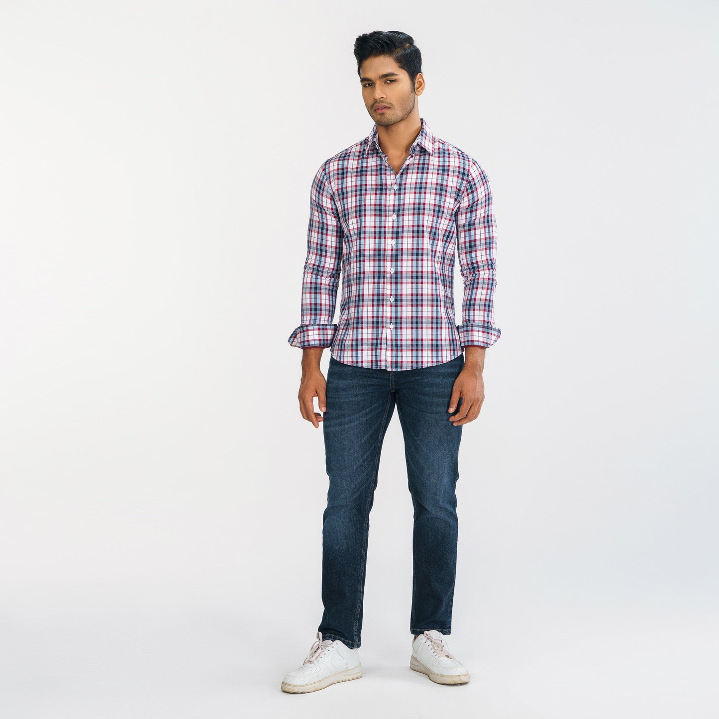 Men Red Check Shirt