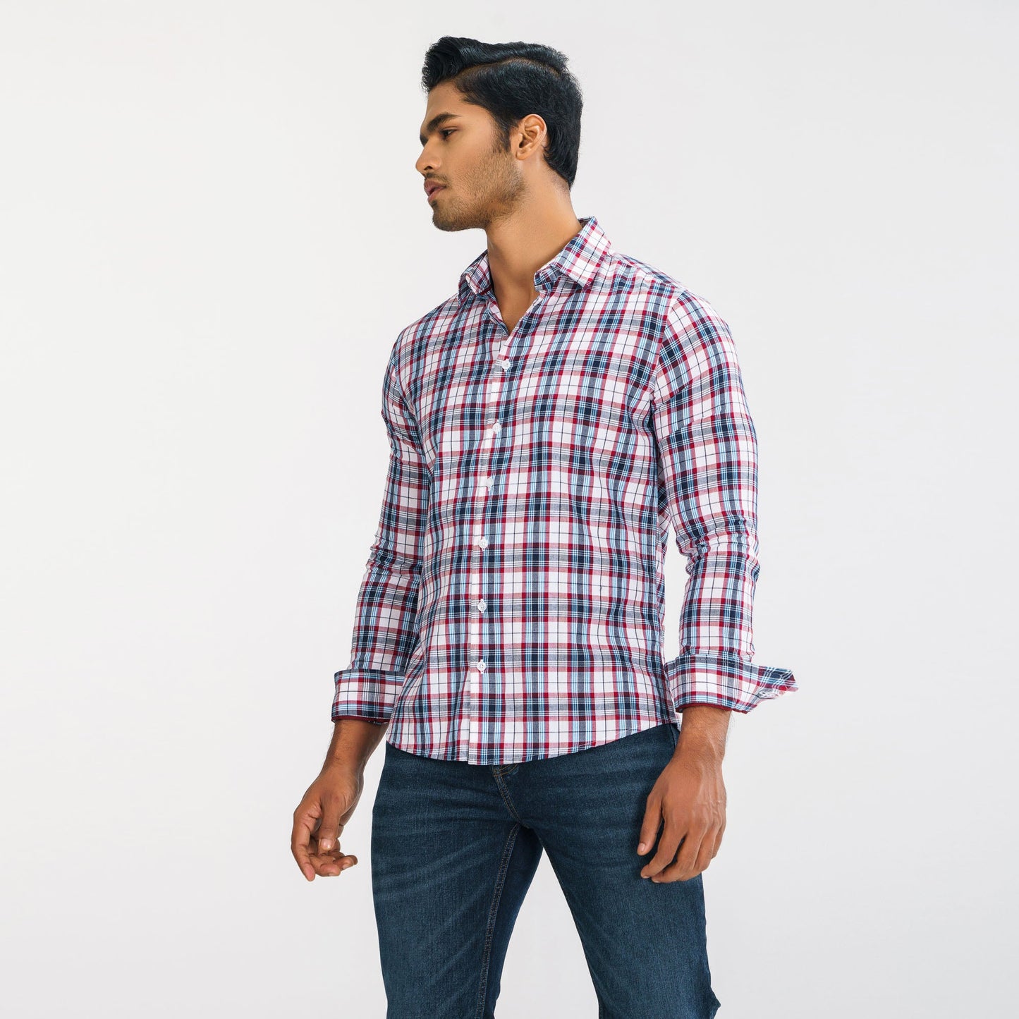 Men Red Check Shirt