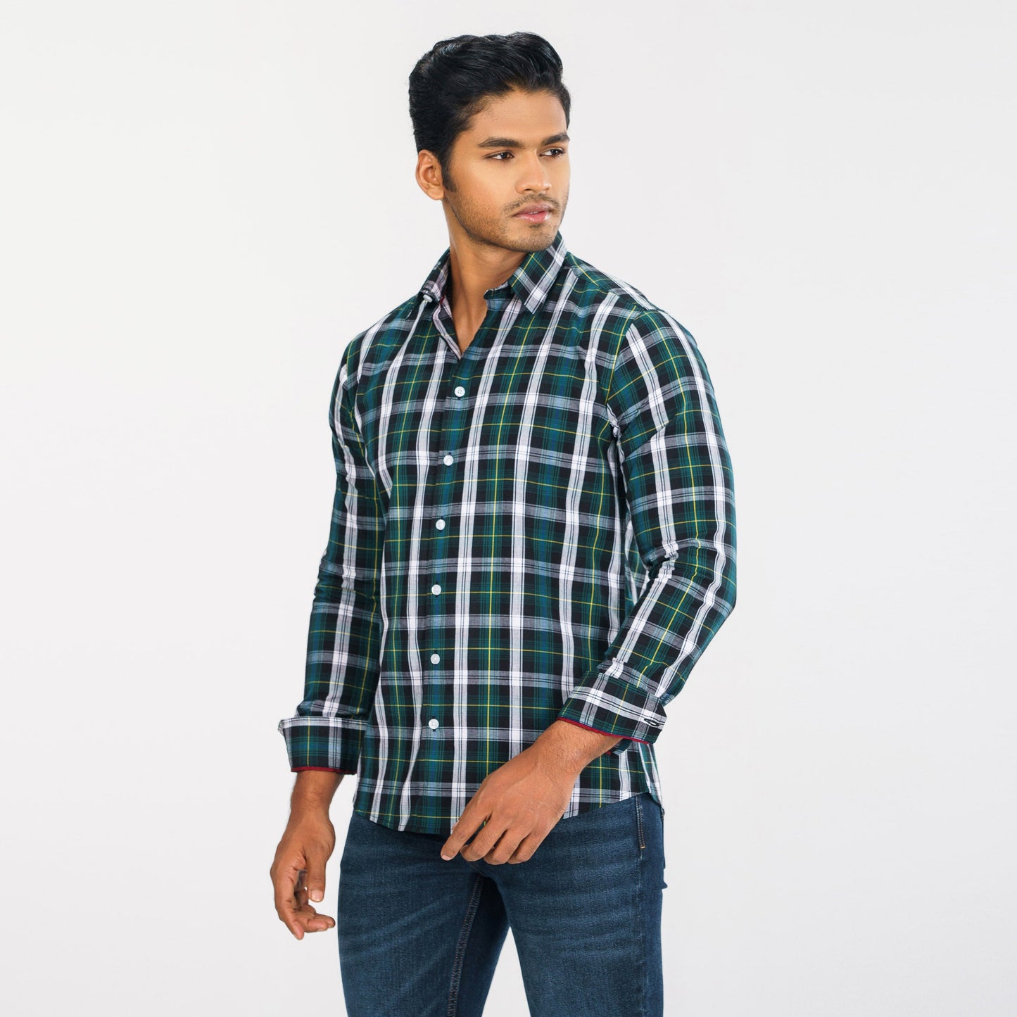 Men Green Check Shirt