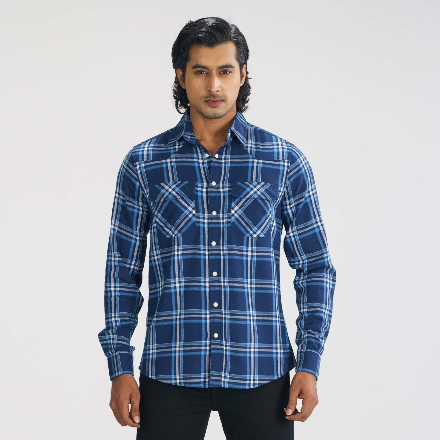 Men's Blue Check Shirt