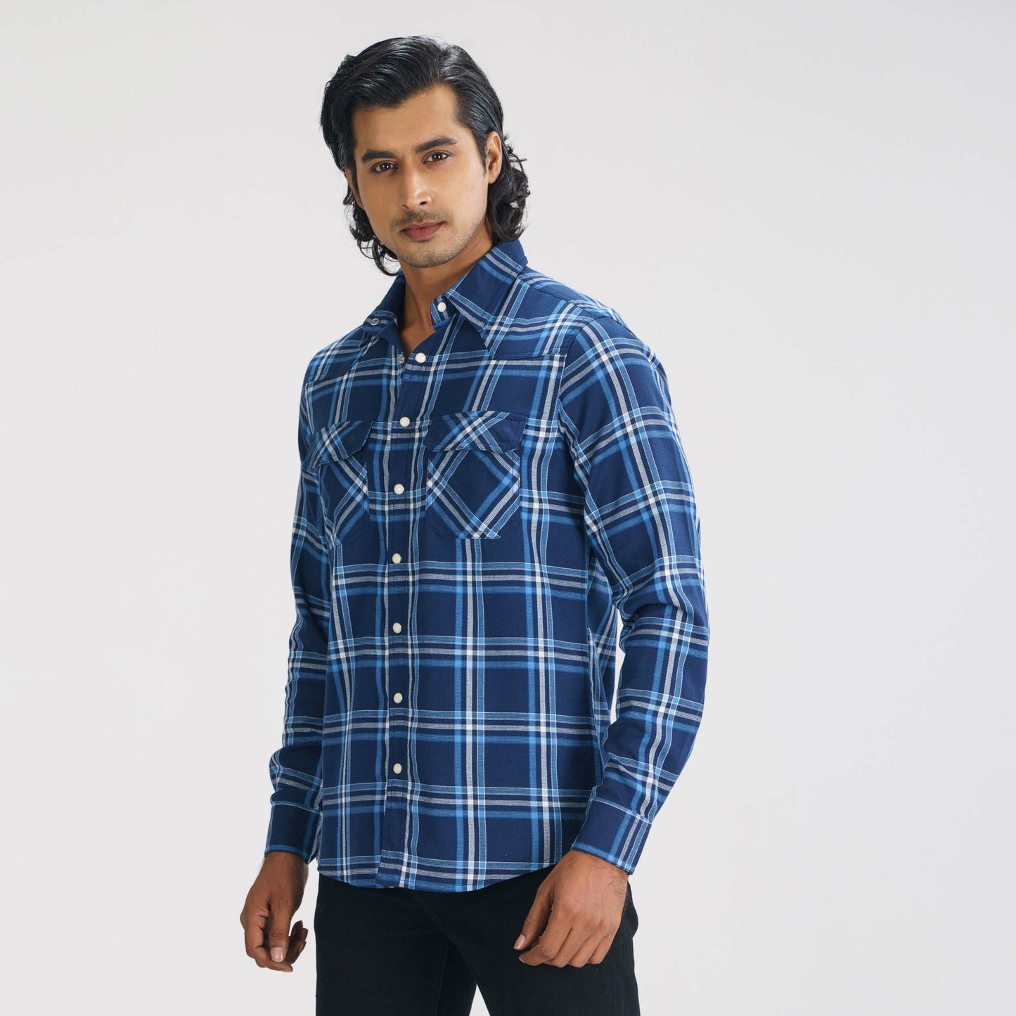 Men's Blue Check Shirt
