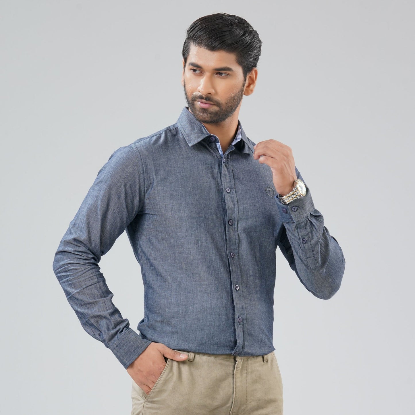 Mens Grey L/S Shirt