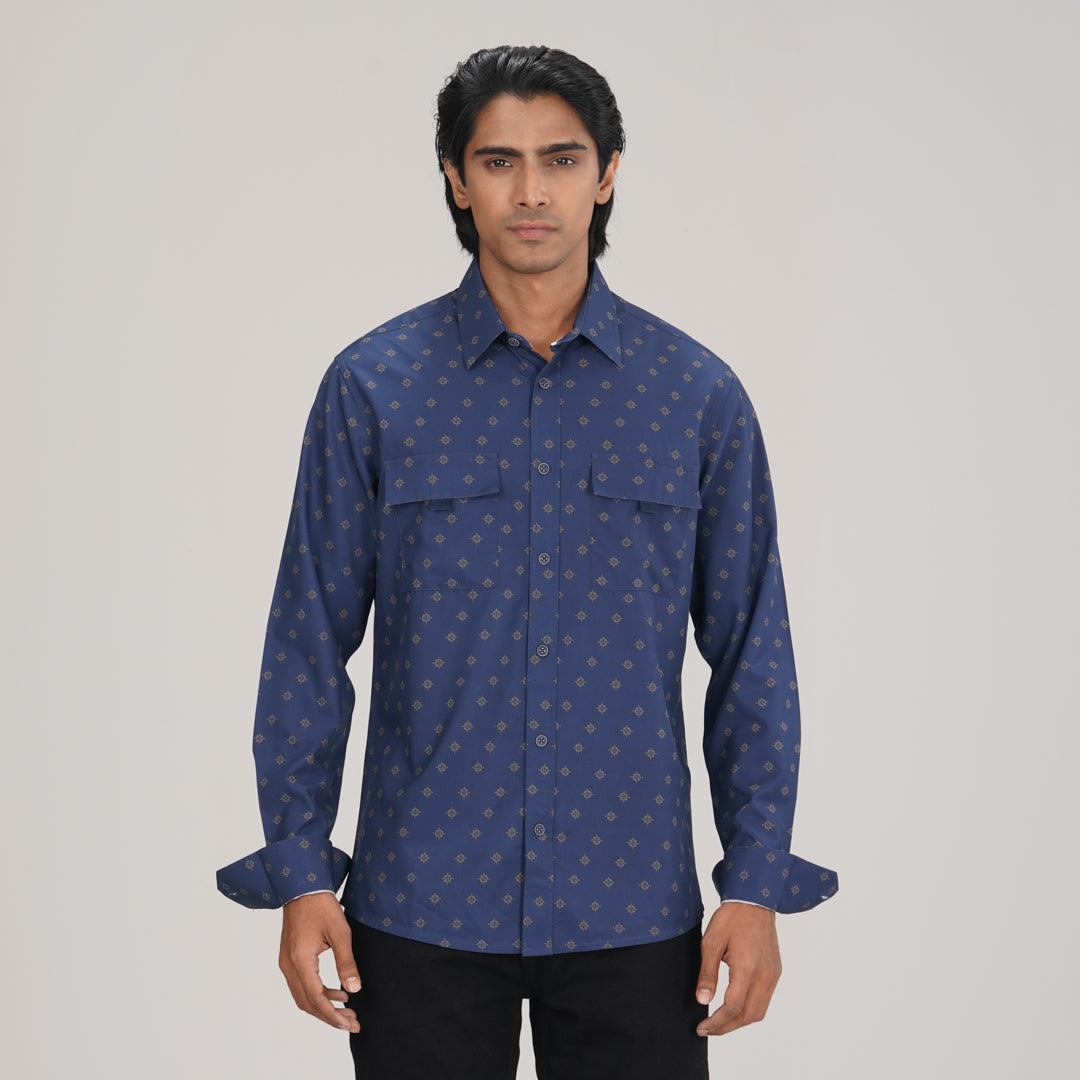 Mens Aop Blue L/S Shirt