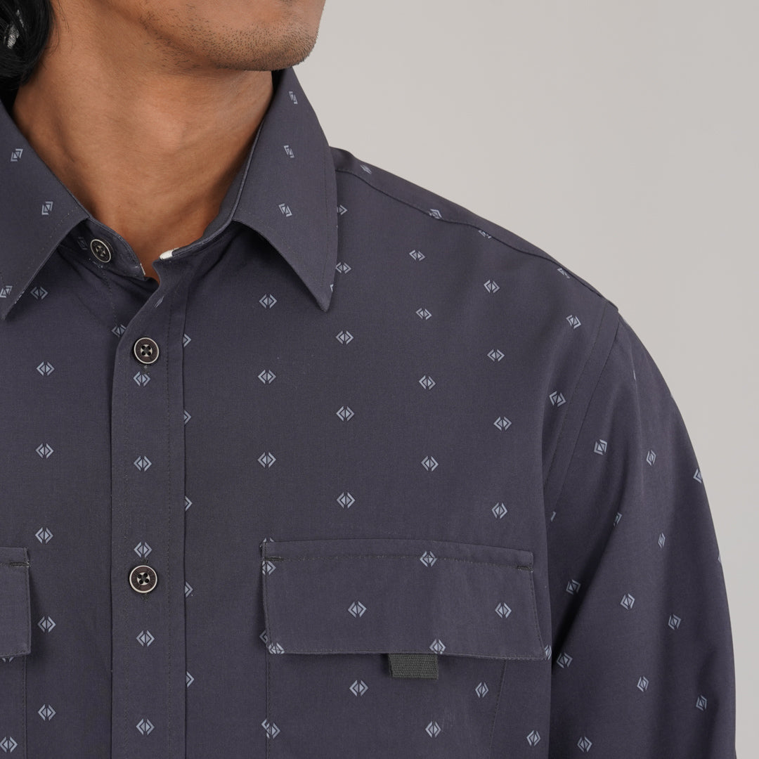 Mens Aop Black L/S Shirt