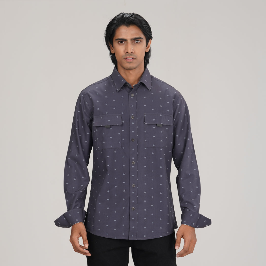 Mens Aop Black L/S Shirt