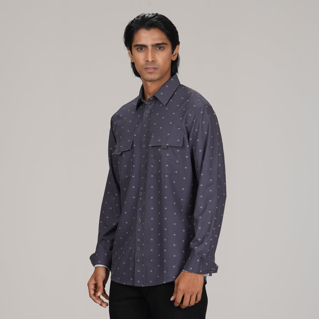 Mens Aop Black L/S Shirt