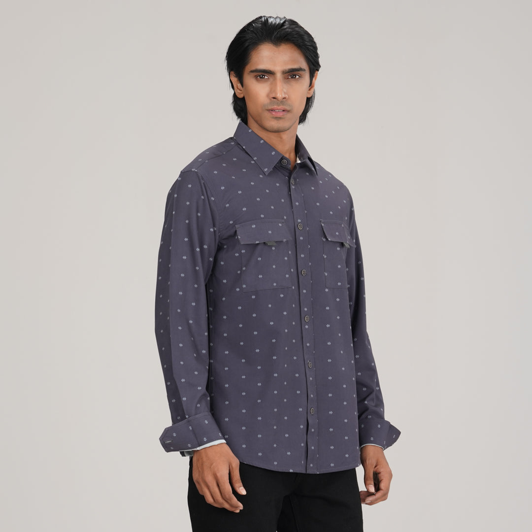 Mens Aop Black L/S Shirt