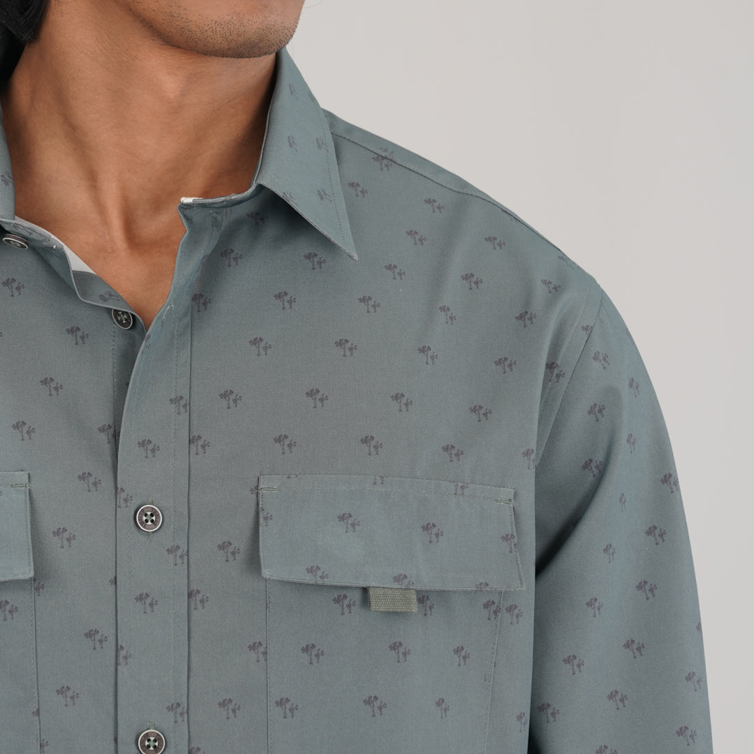 Mens Aop Green L/S Shirt