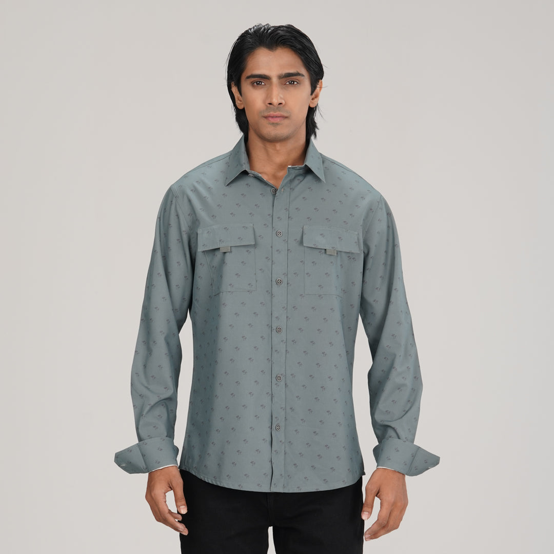 Mens Aop Green L/S Shirt