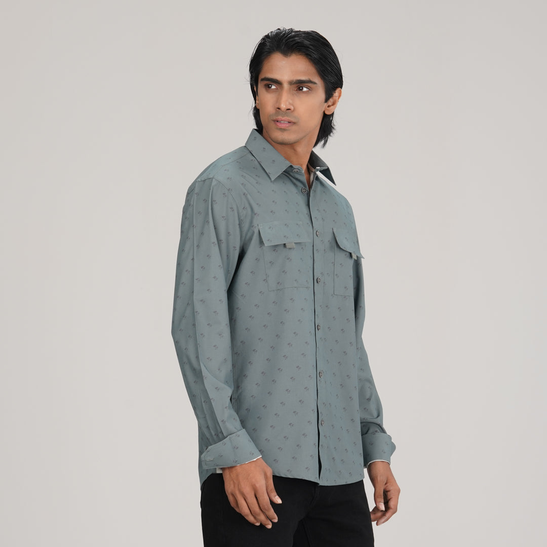 Mens Aop Green L/S Shirt
