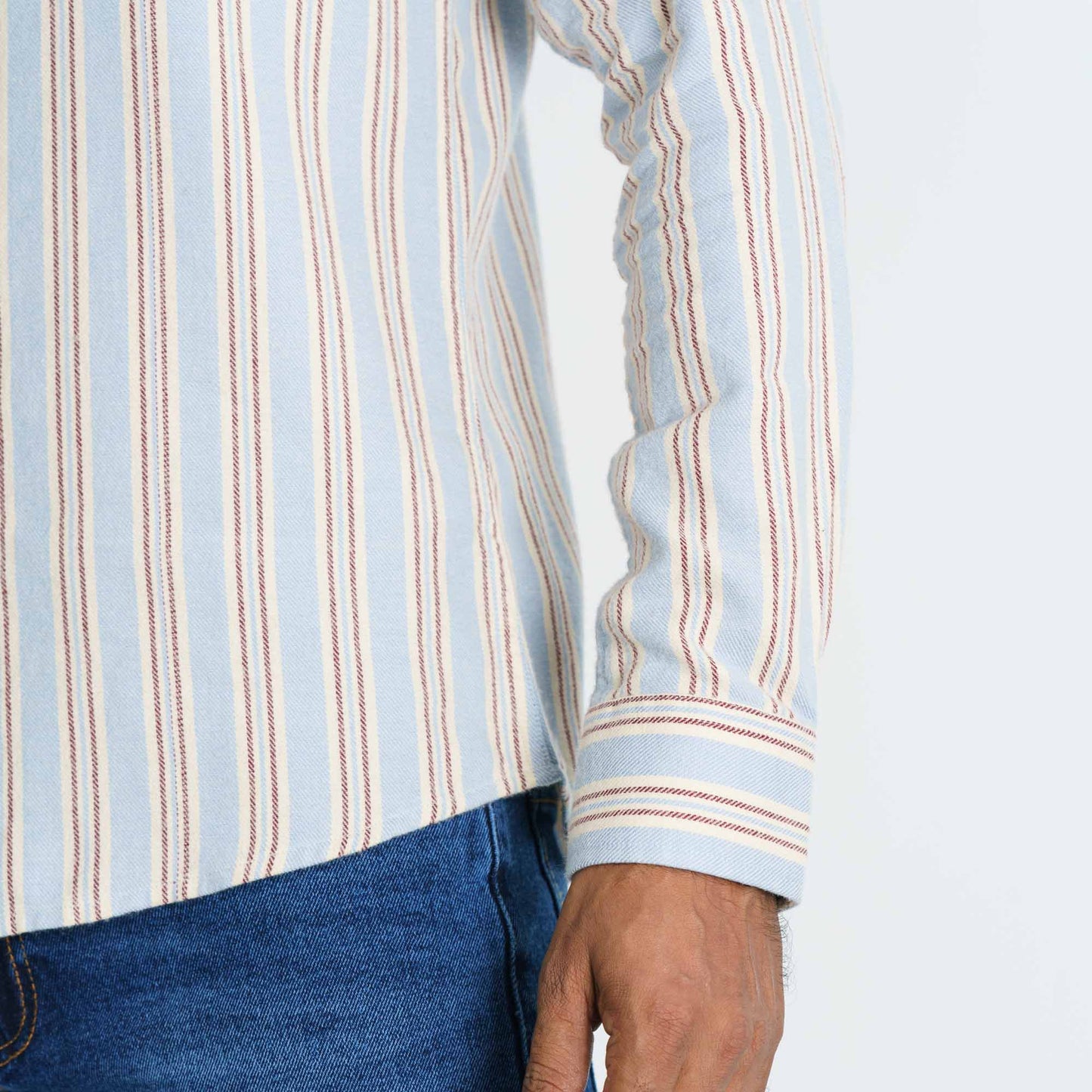 Men's Blue & Cream Striped Shirt