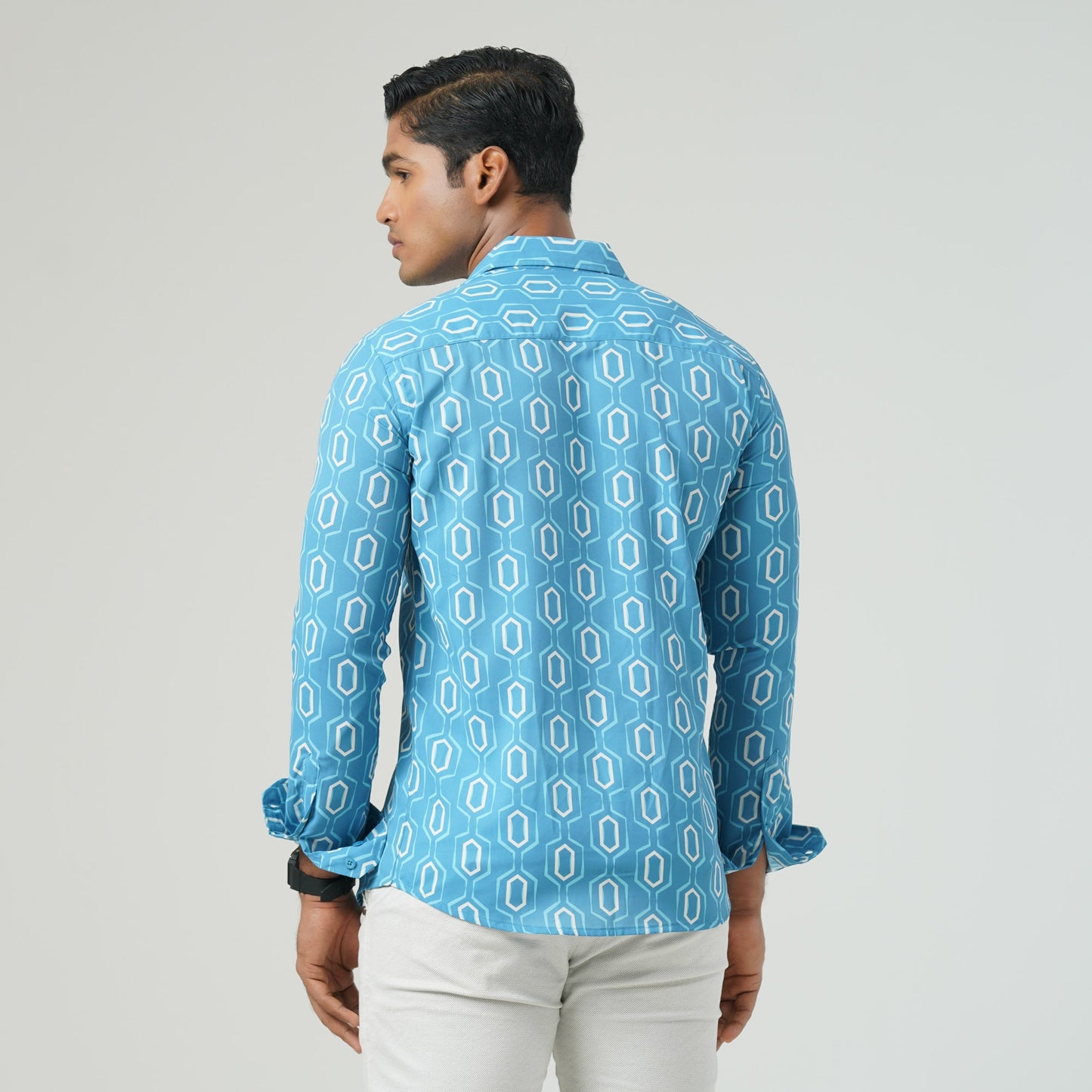 Men Blue Aop Slim Fit Shirt