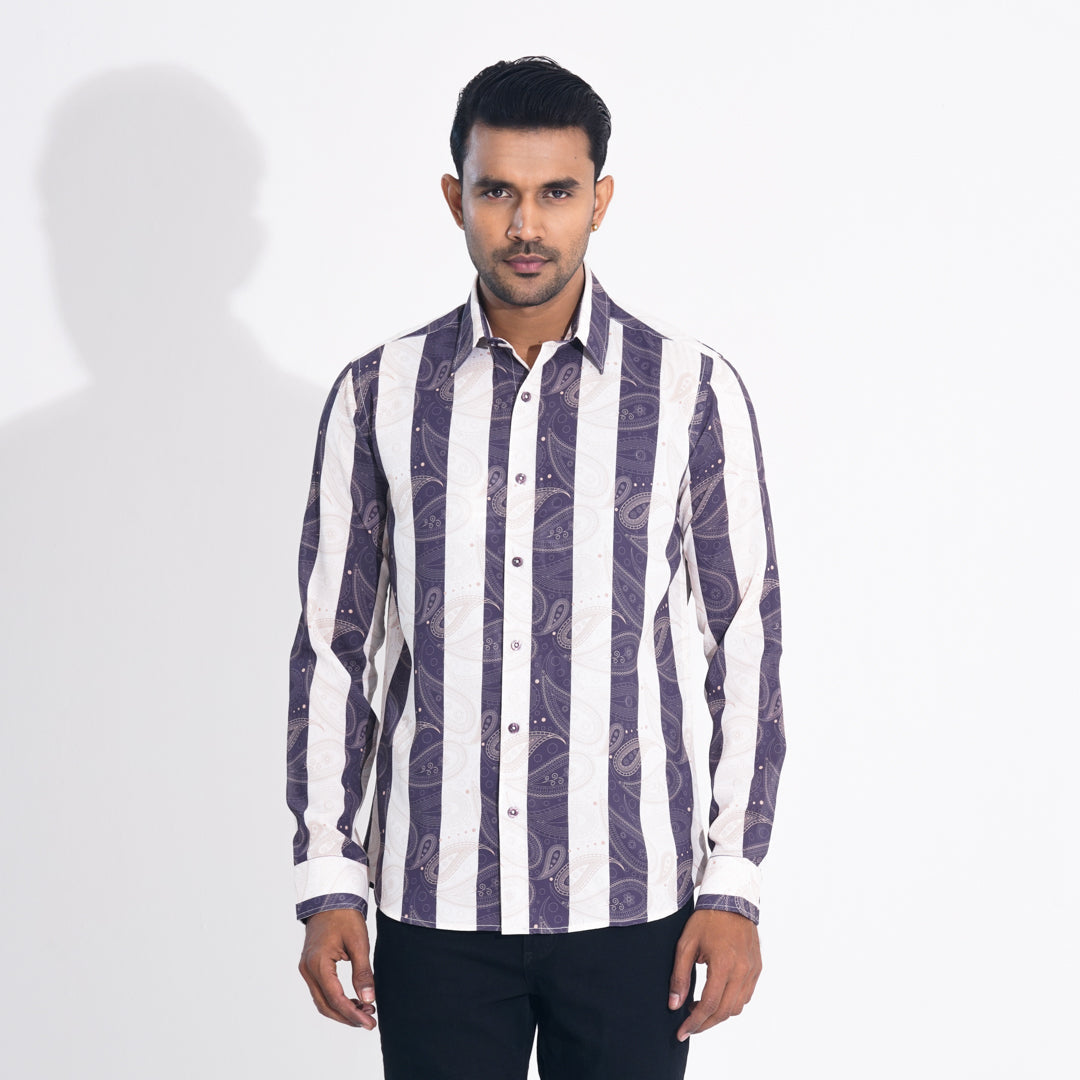 Mens brown Stripe Slim Fit Shirt