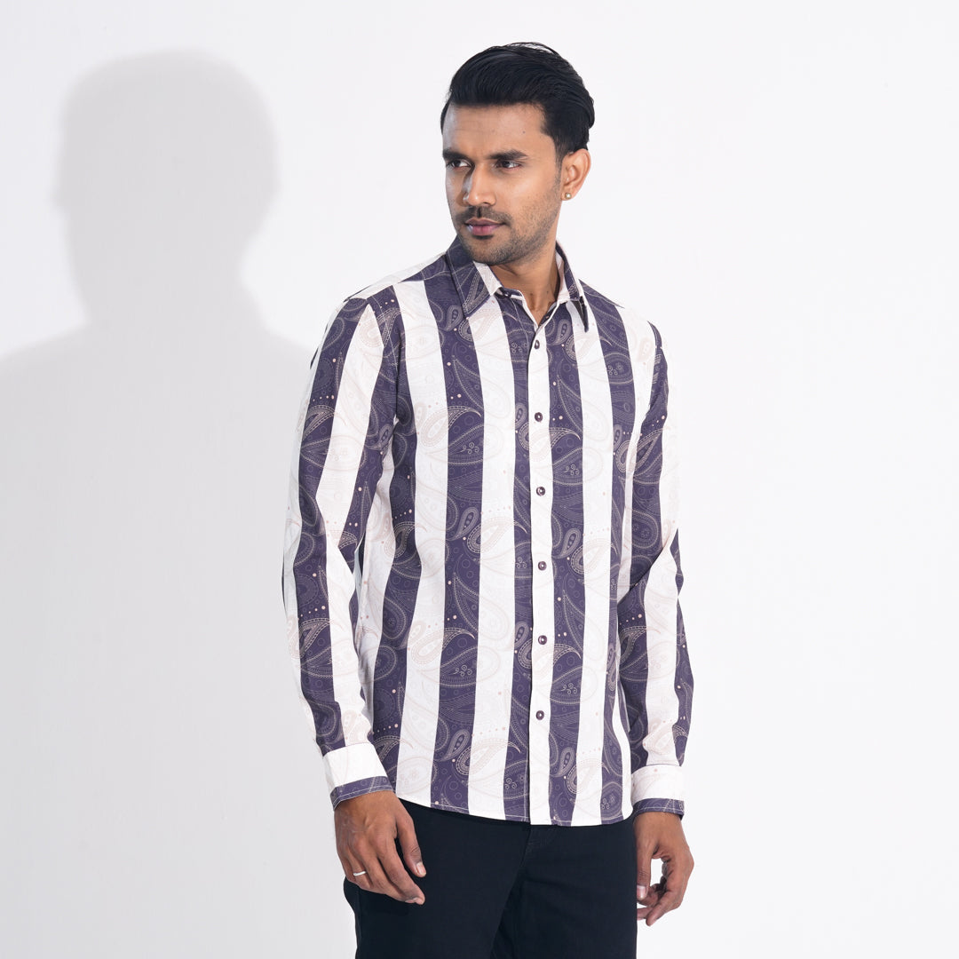 Mens brown Stripe Slim Fit Shirt