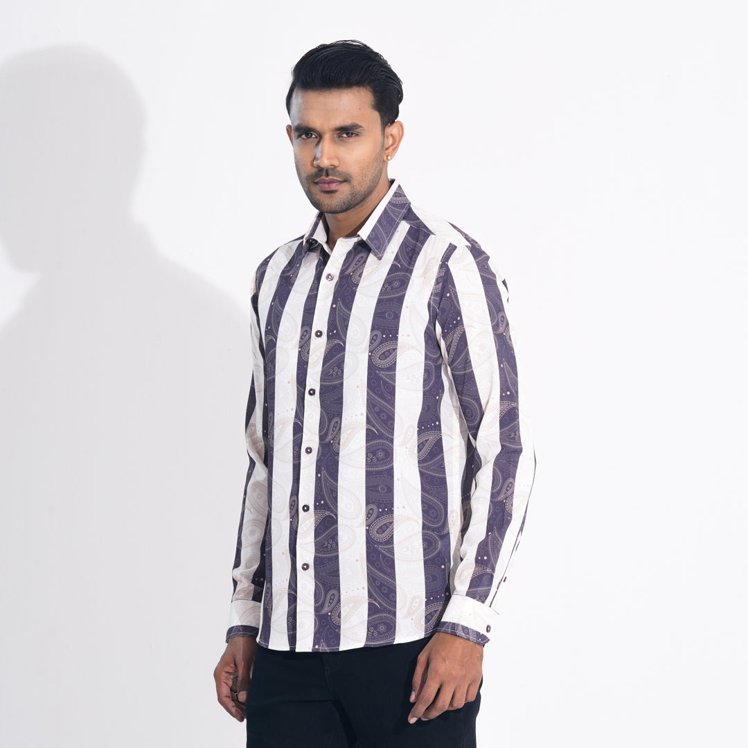 Mens brown Stripe Slim Fit Shirt