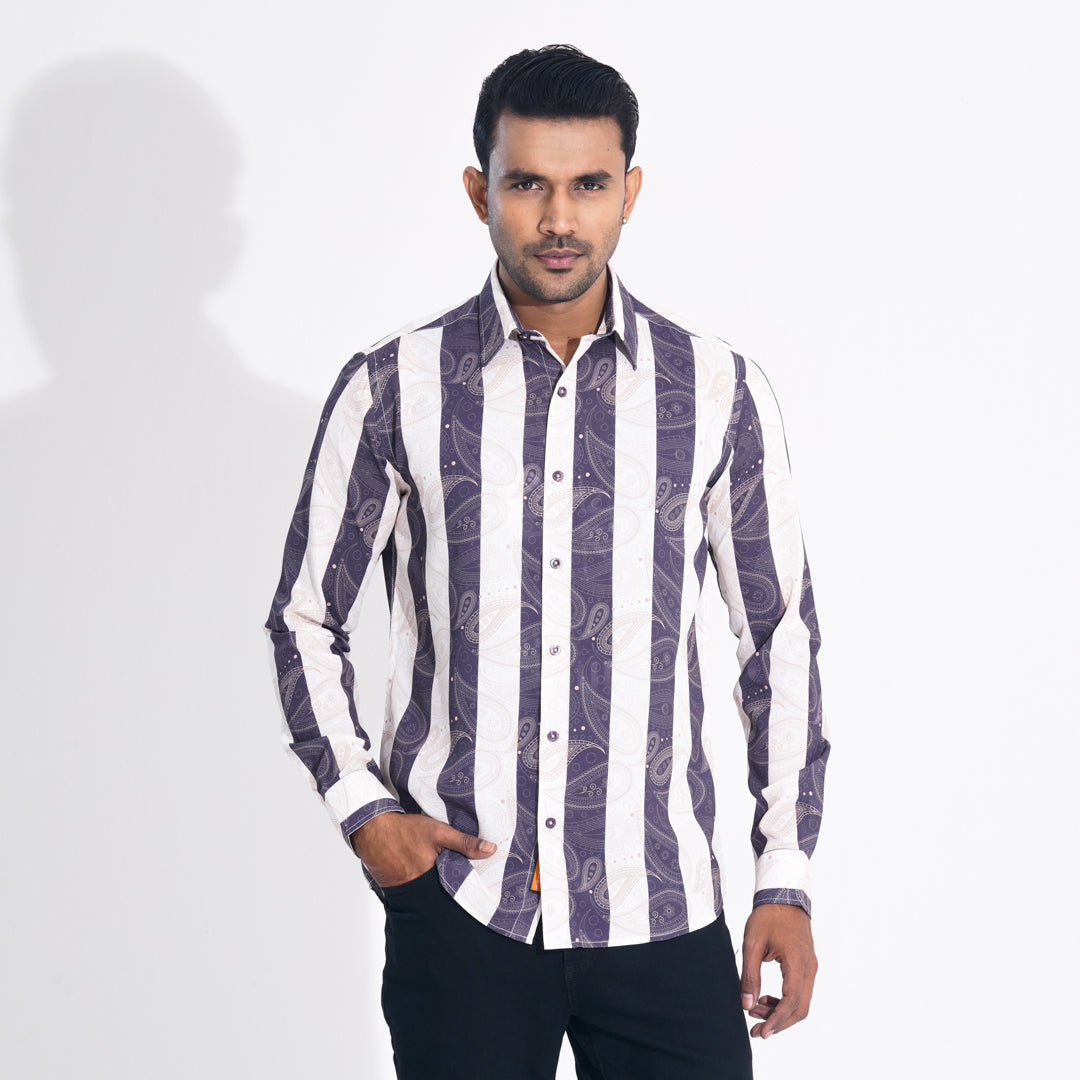 Mens brown Stripe Slim Fit Shirt