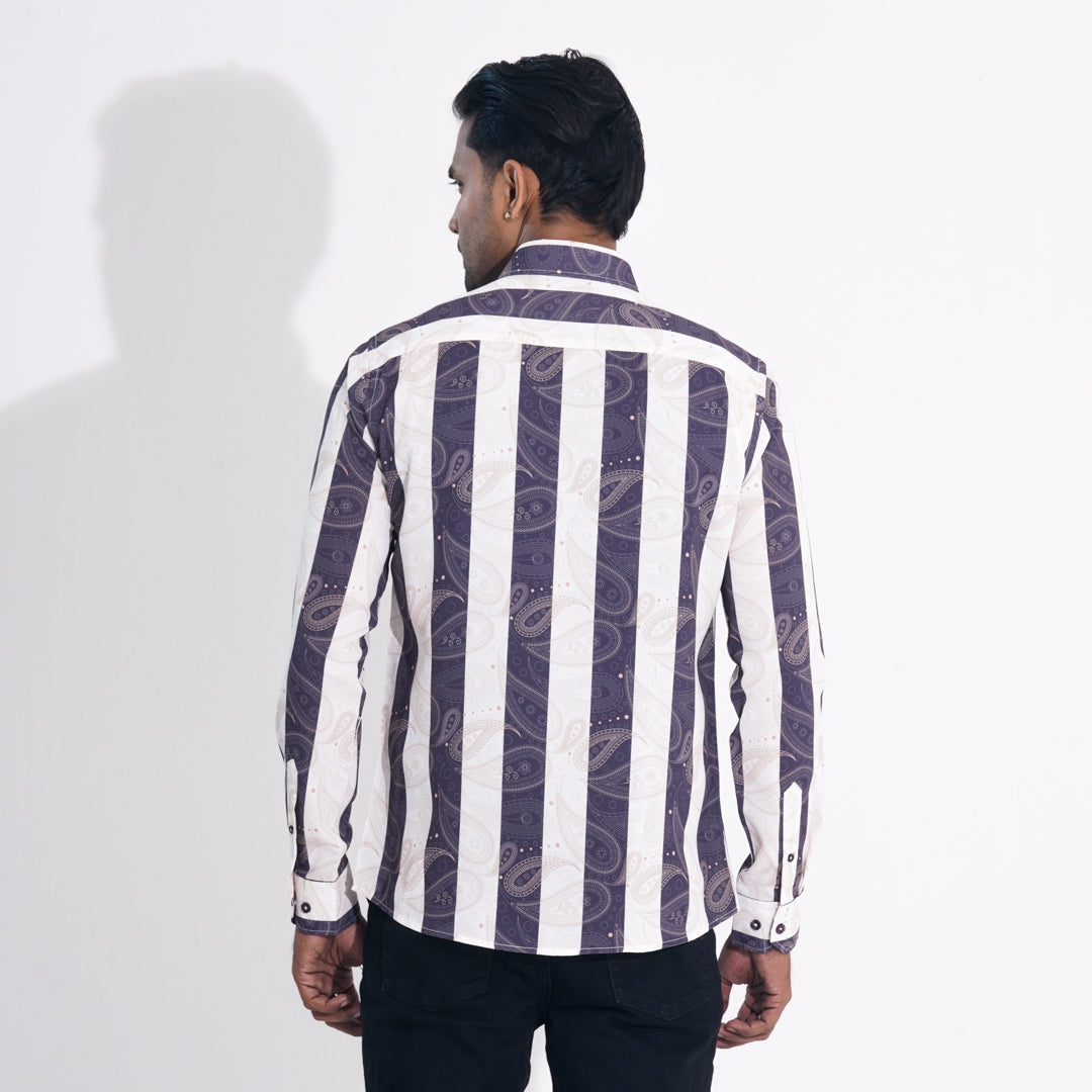 Mens brown Stripe Slim Fit Shirt