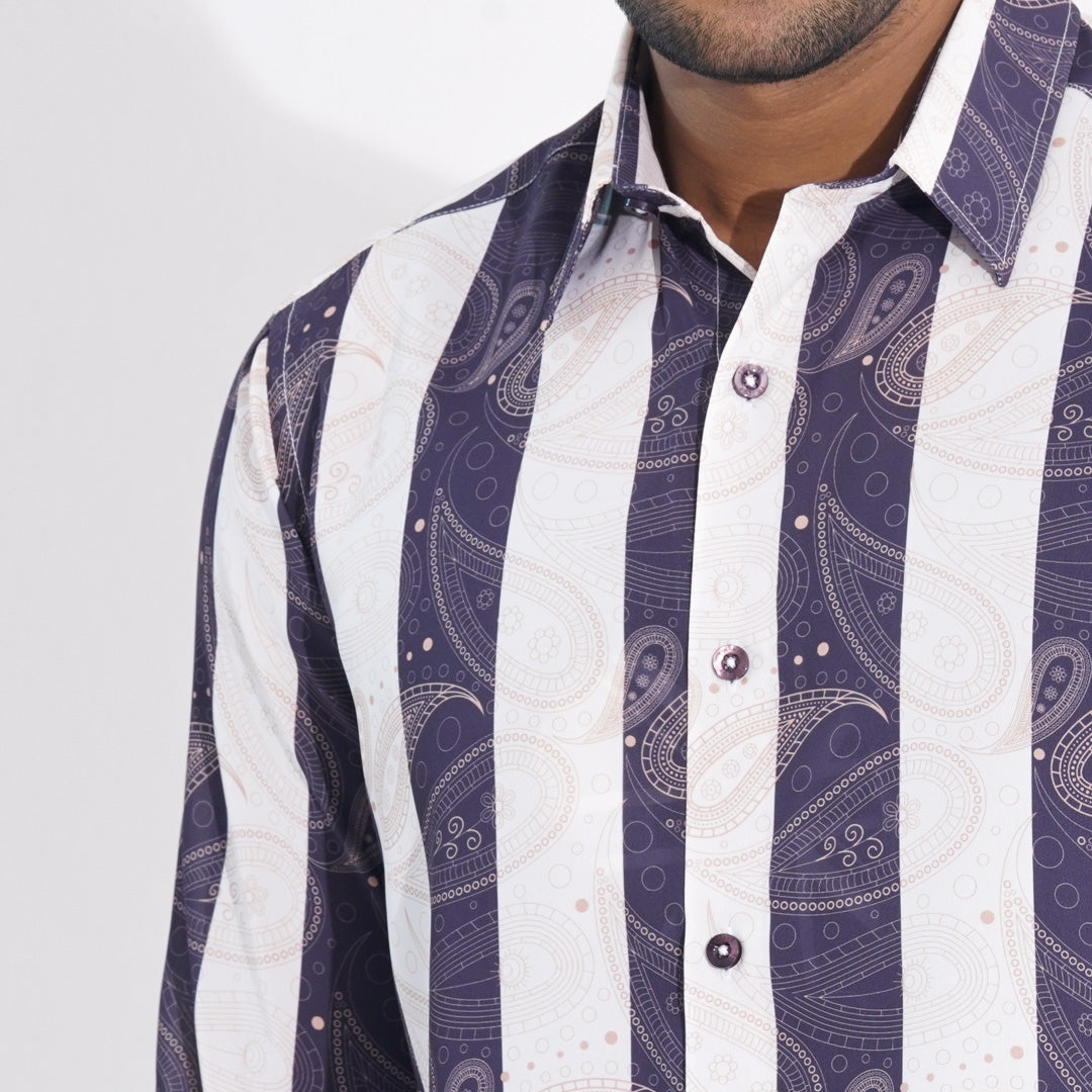 Mens brown Stripe Slim Fit Shirt
