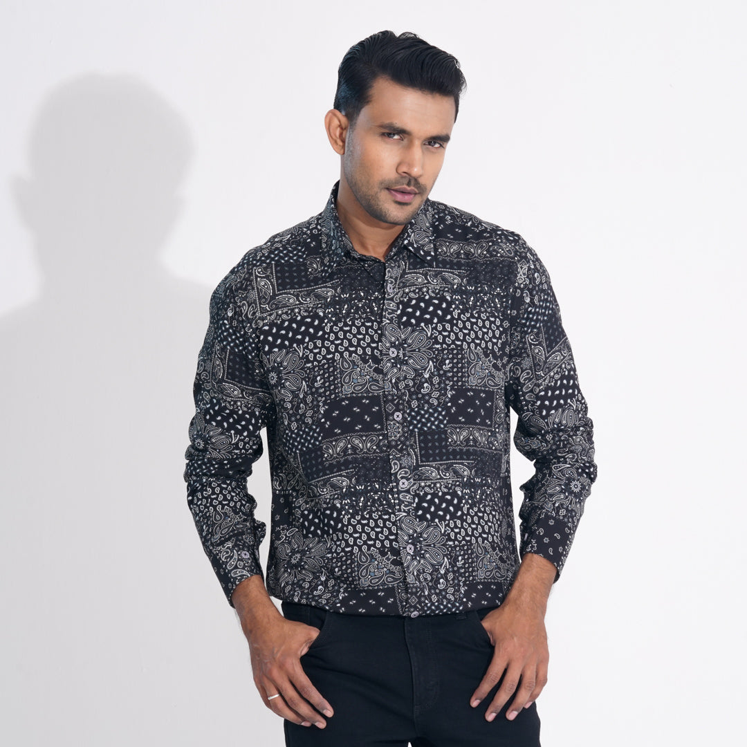 Men Black Printed Shirt