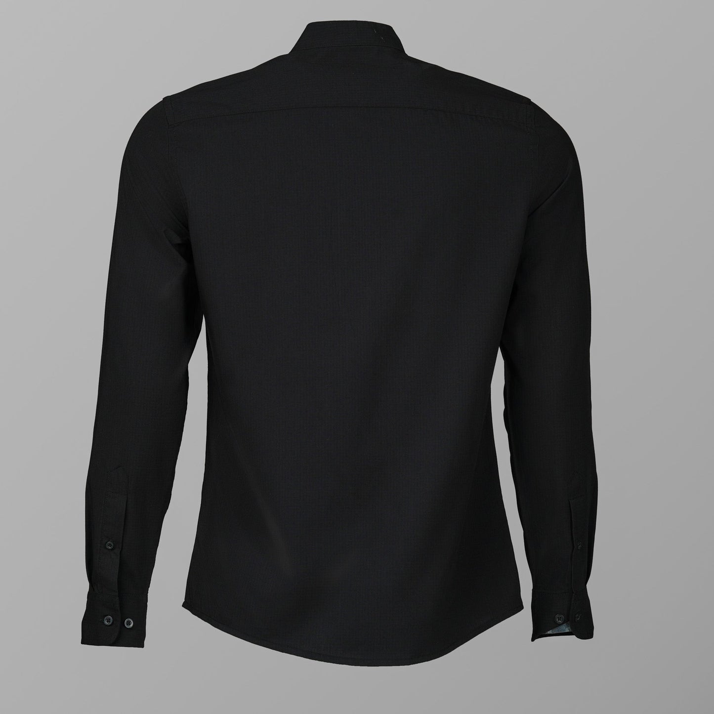 Mens Black Band Collar Shirt