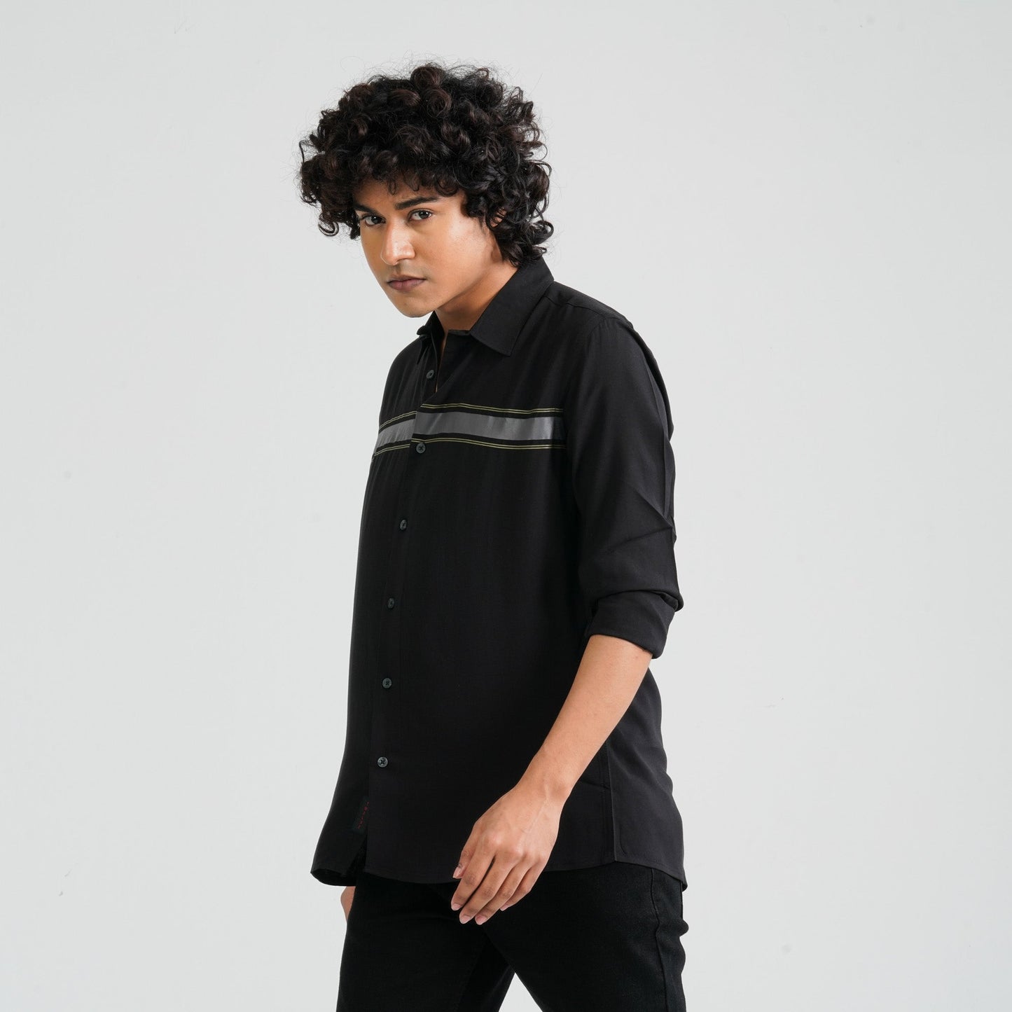 Men Black Viscose Casual Shirt