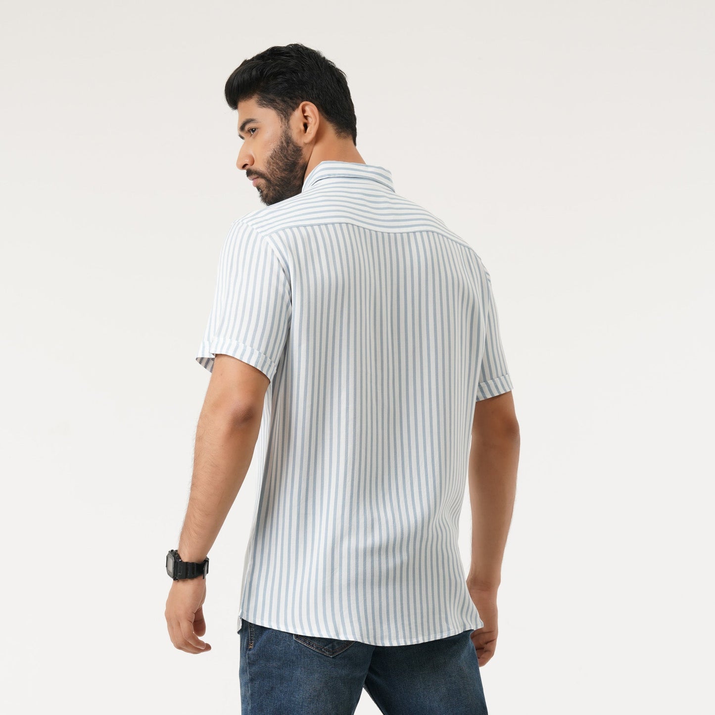 Mens Blue & White Stripe Shirt