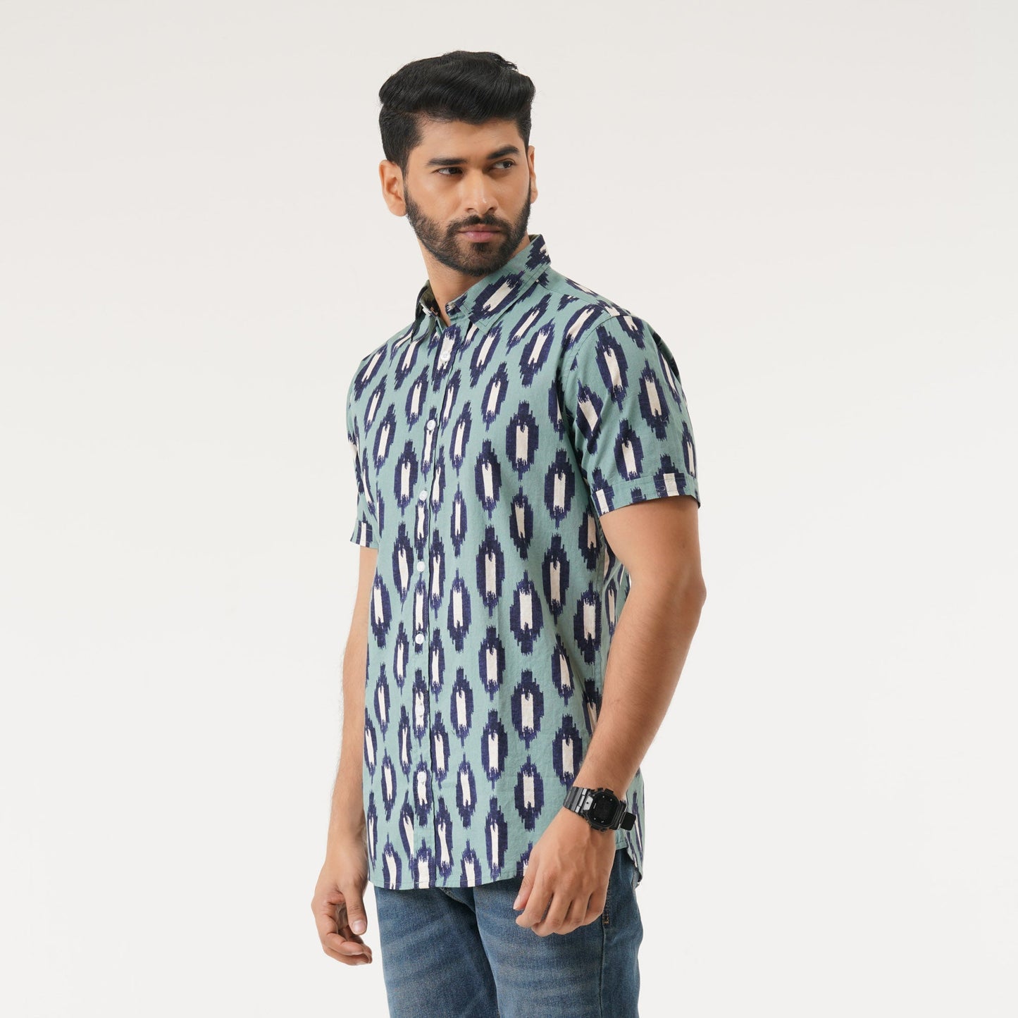 Mens S/S Green AOP Shirt