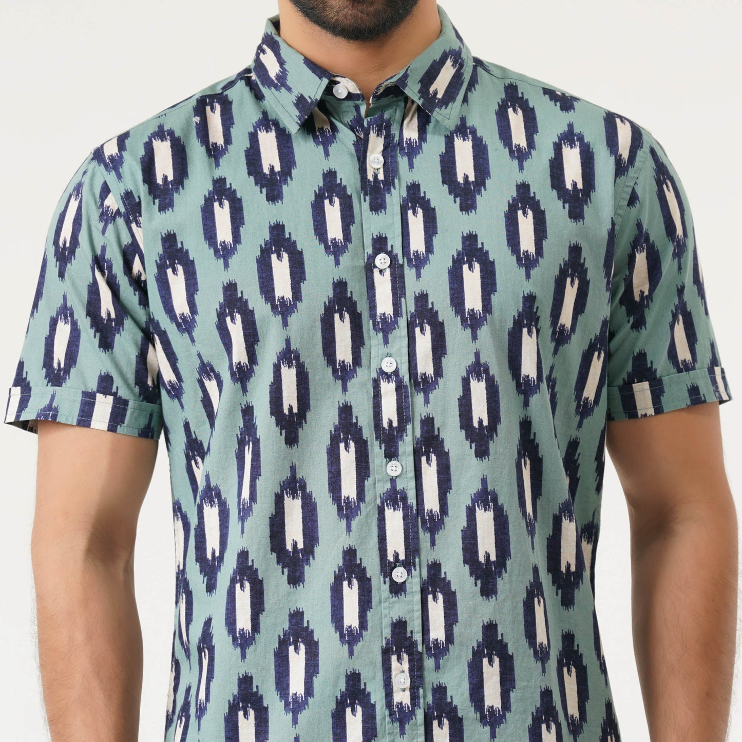 Mens S/S Green AOP Shirt