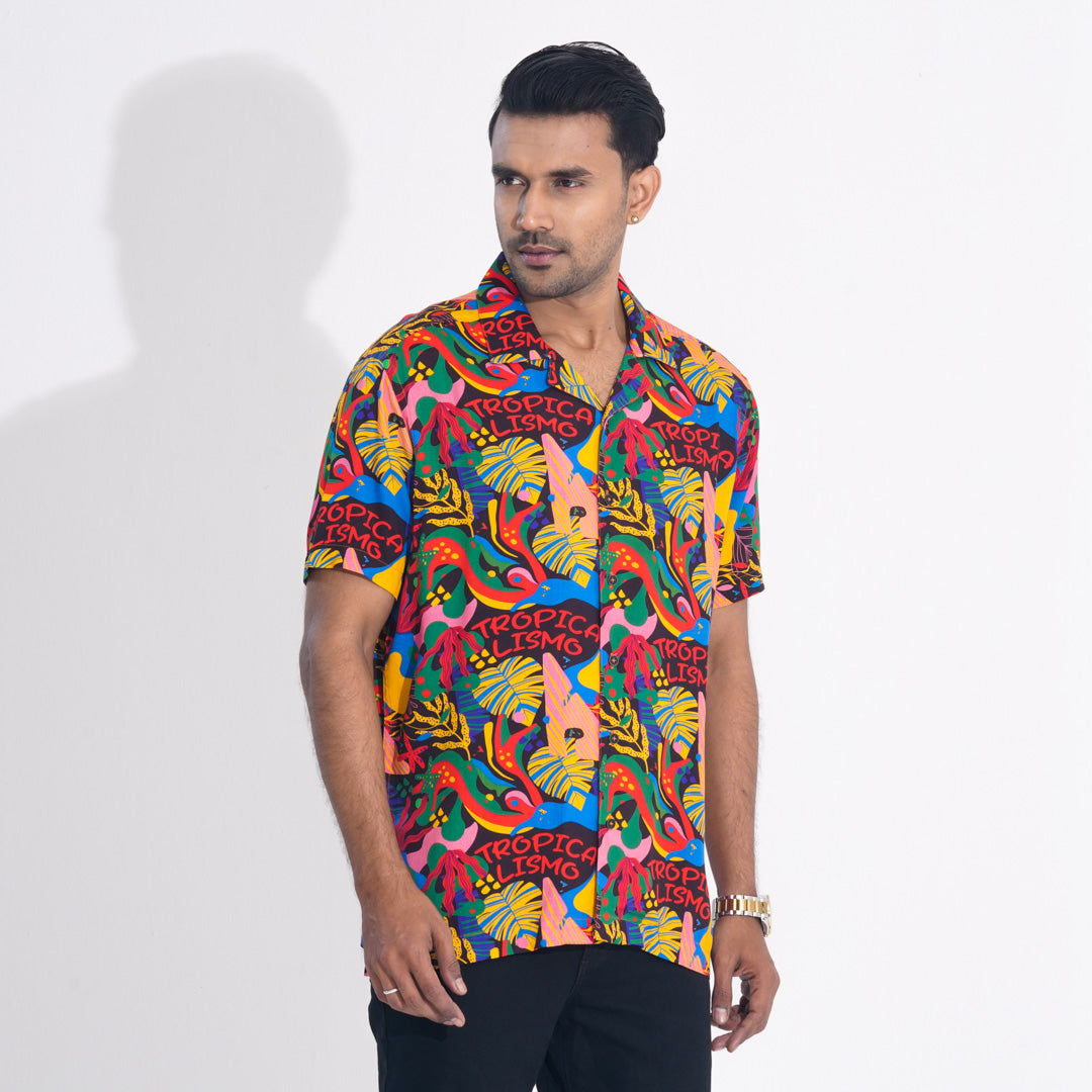 Men Multi AOP Lapel Shirt
