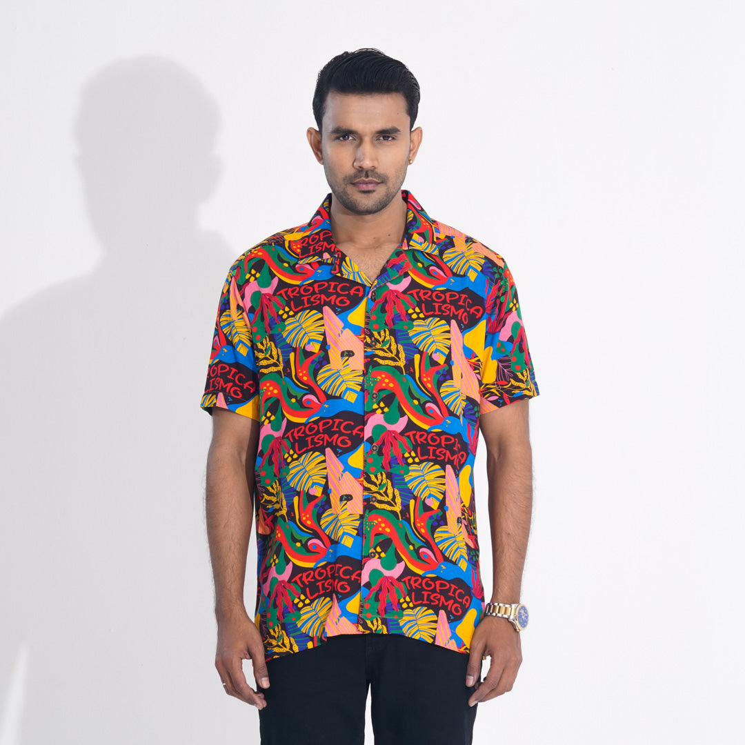 Men Multi AOP Lapel Shirt