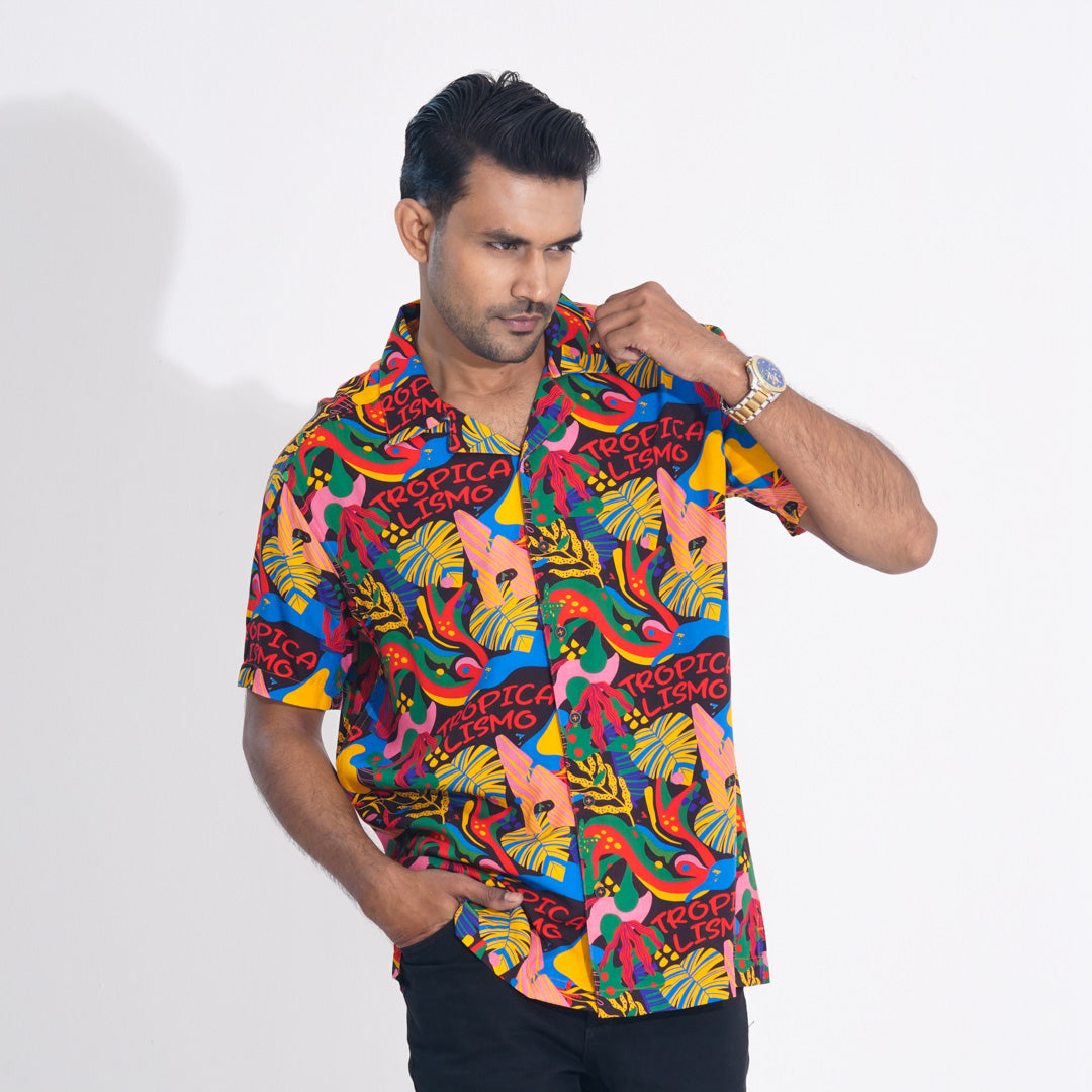 Men Multi AOP Lapel Shirt