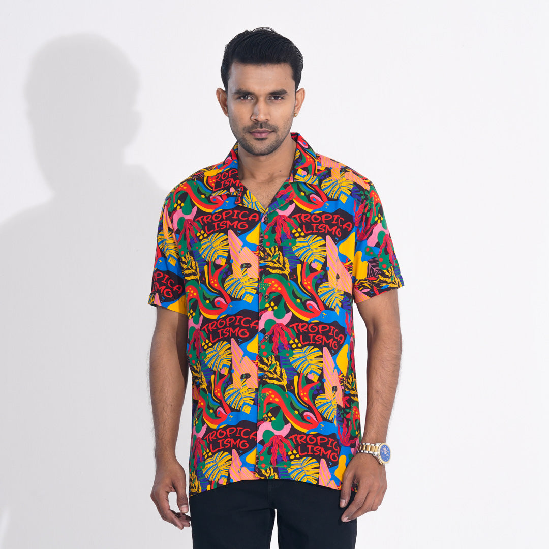 Men Multi AOP Lapel Shirt