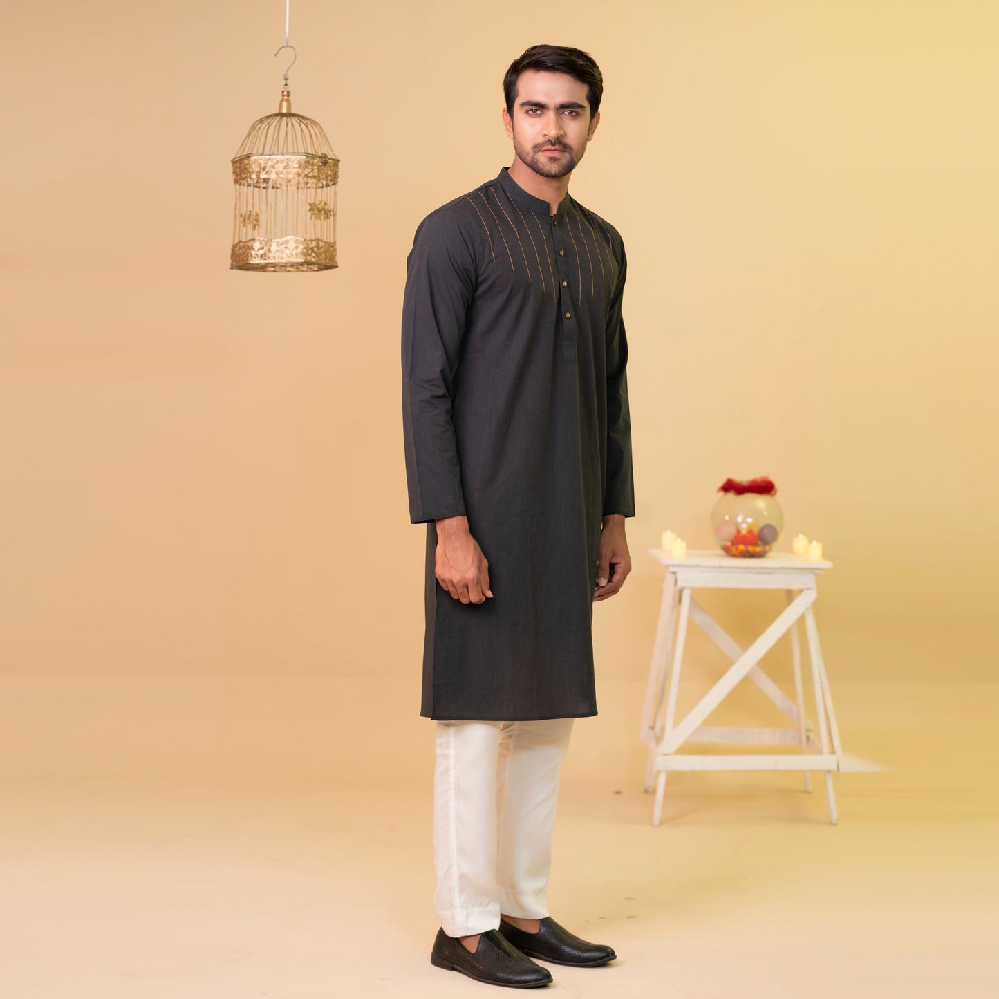 Mens Basic Panjabi-Black 1