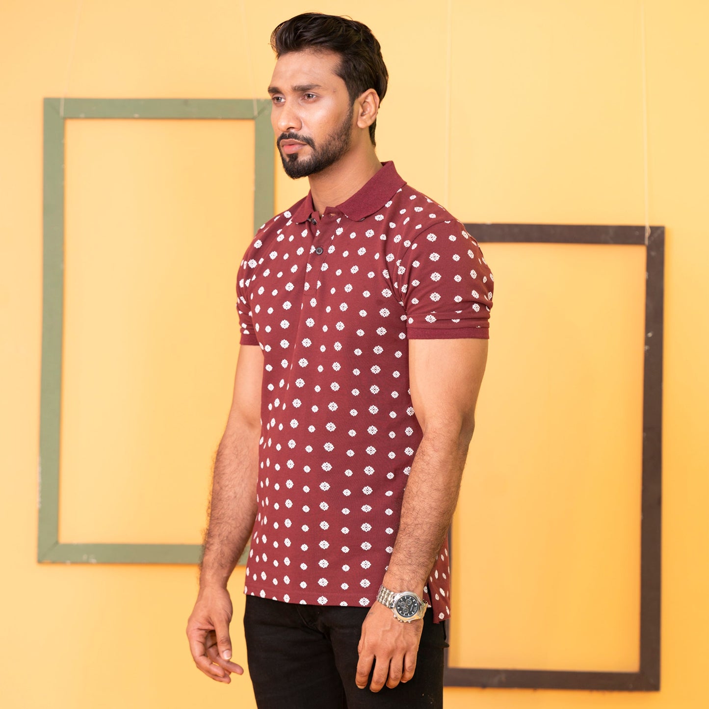 Mens Bordeaux Casual Polo