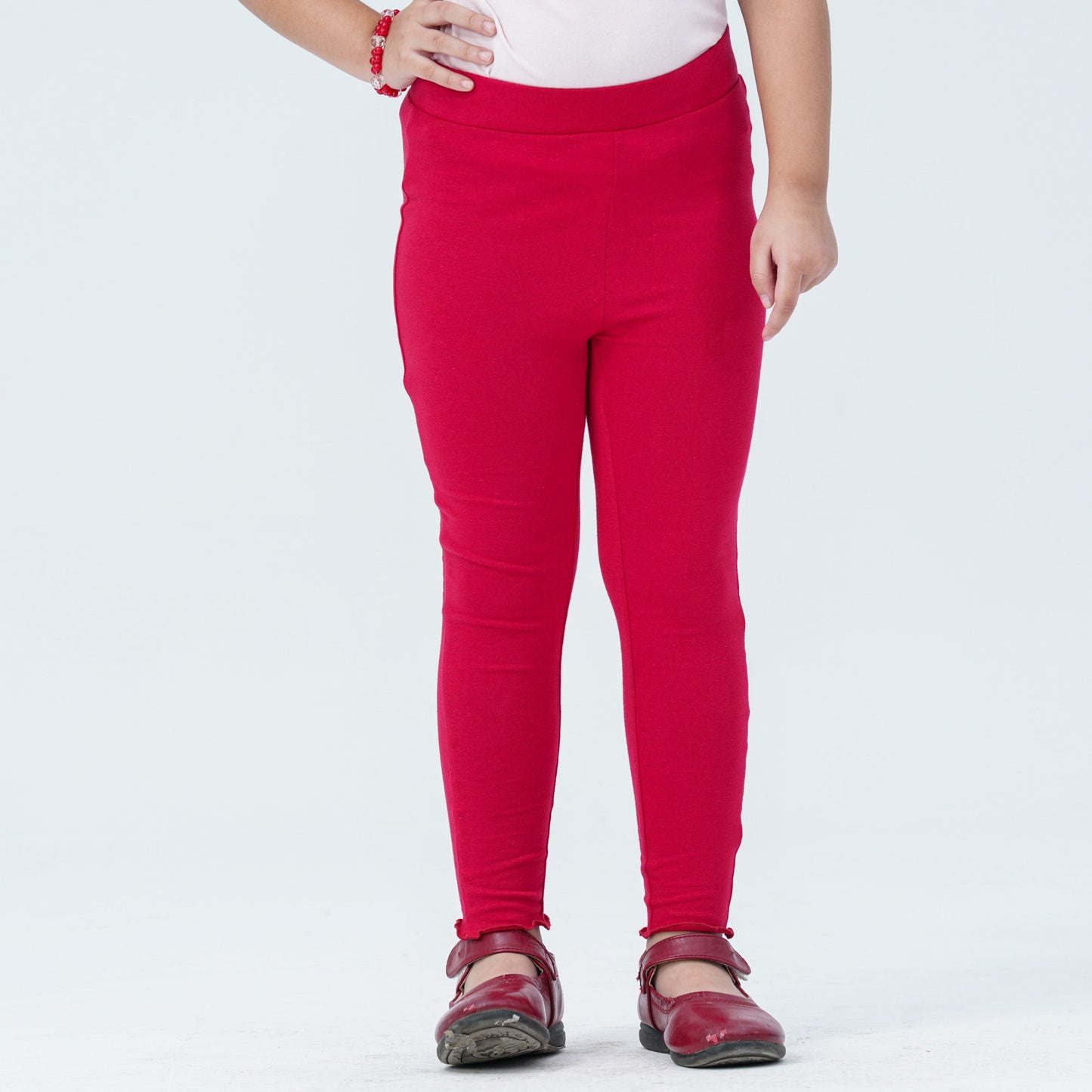 Baby Girls Red Cotton Leggings
