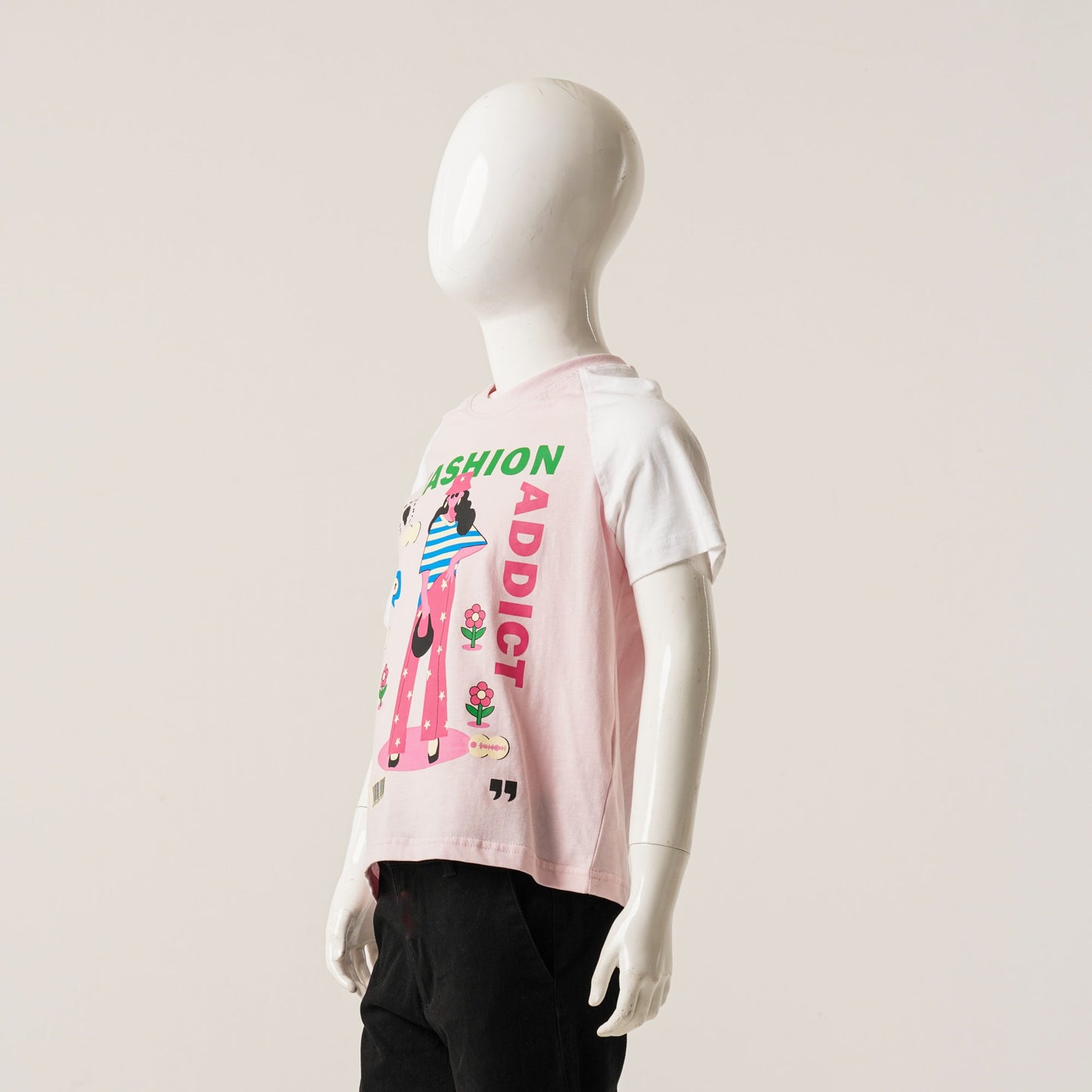 Girls Baby Pink & White T-Shirt