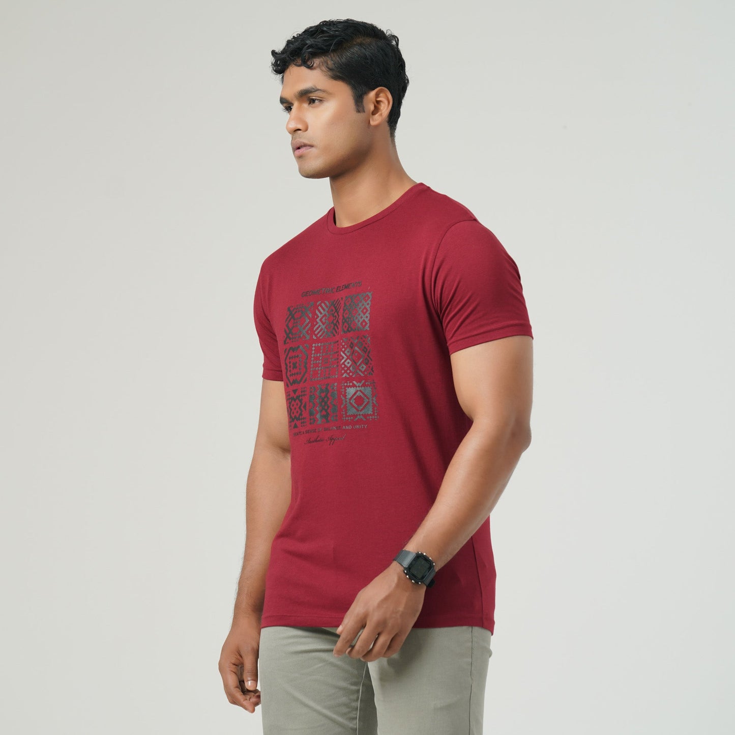 Mens Maroon Graphic T-Shirt