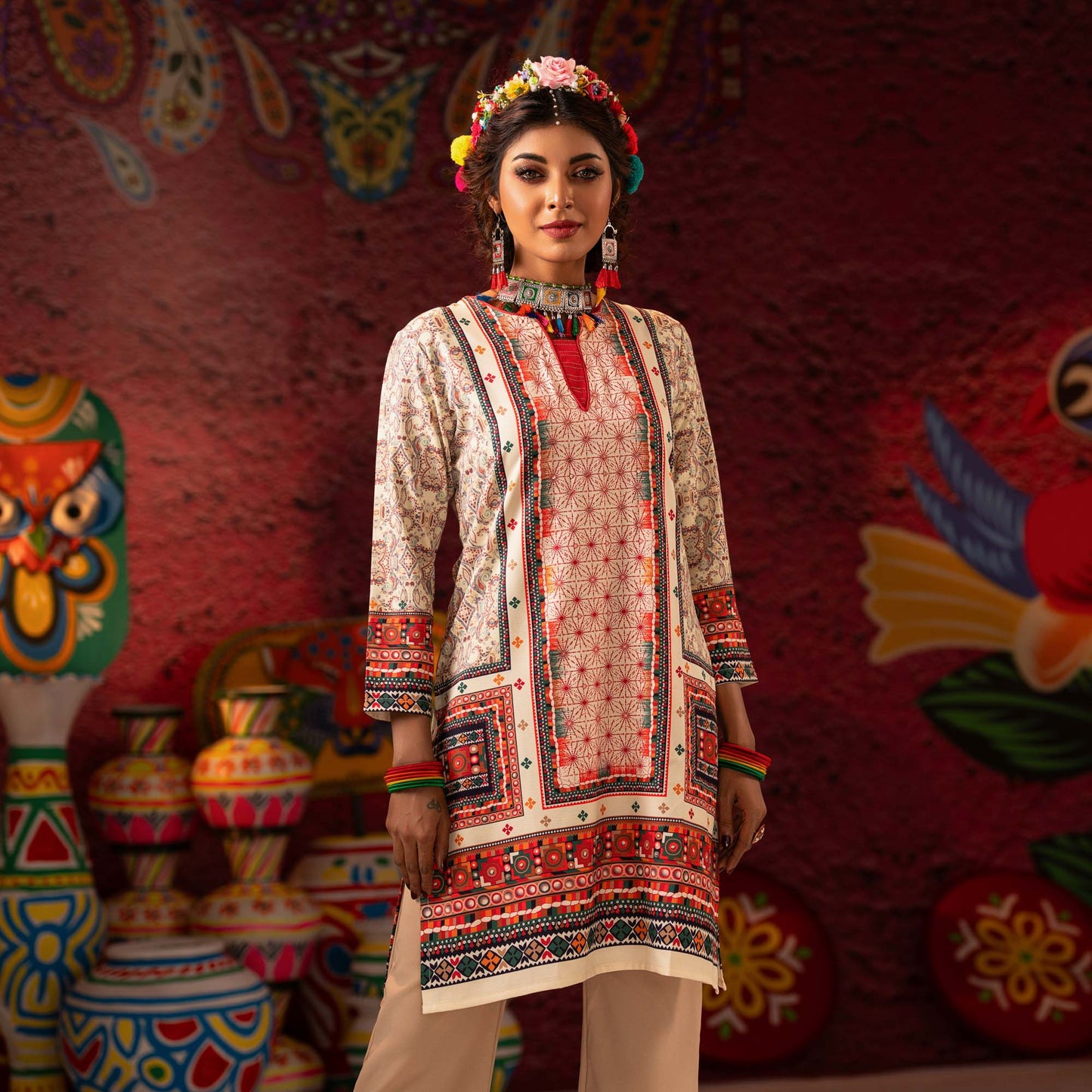Womens Multicolor Ethnic Kurti