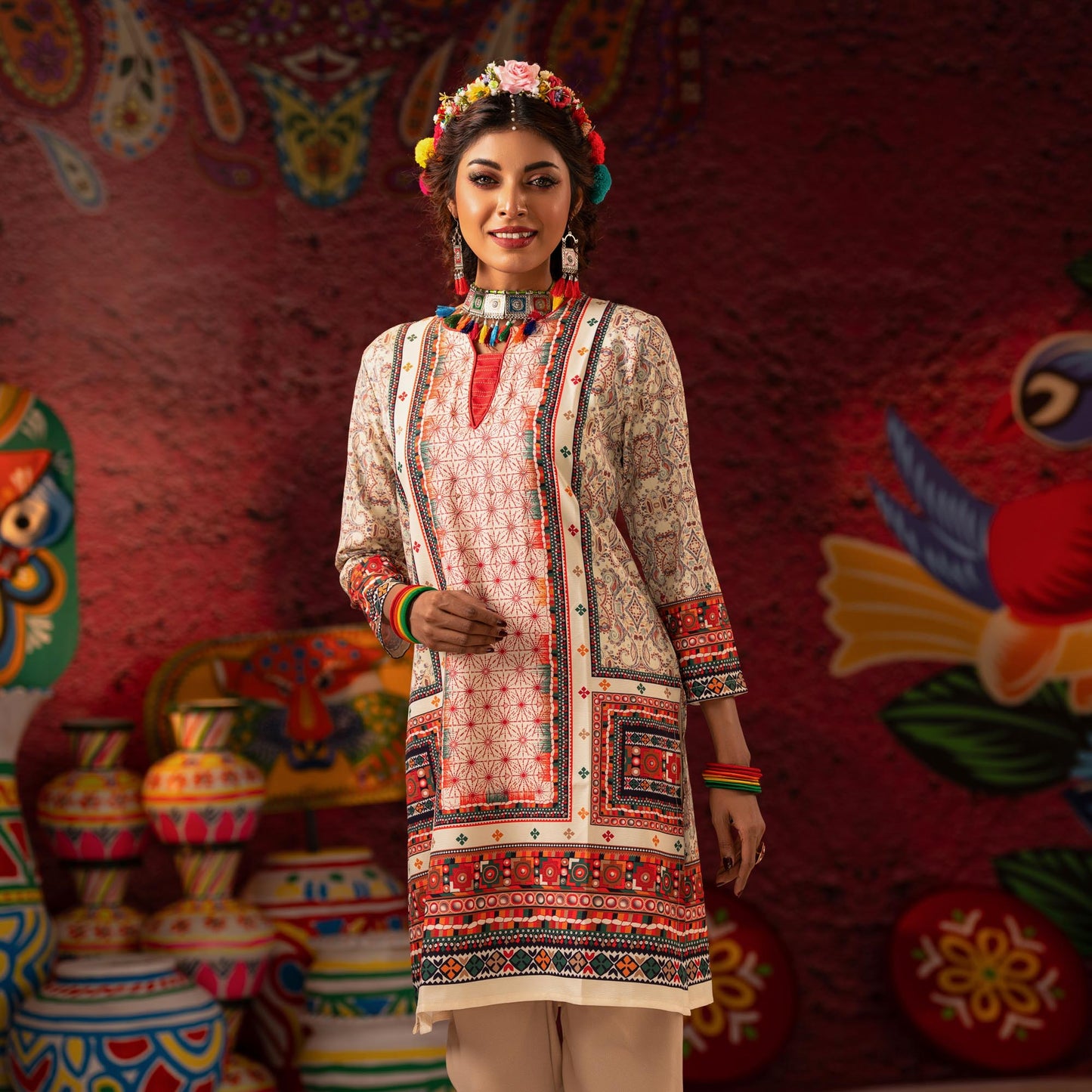 Womens Multicolor Ethnic Kurti
