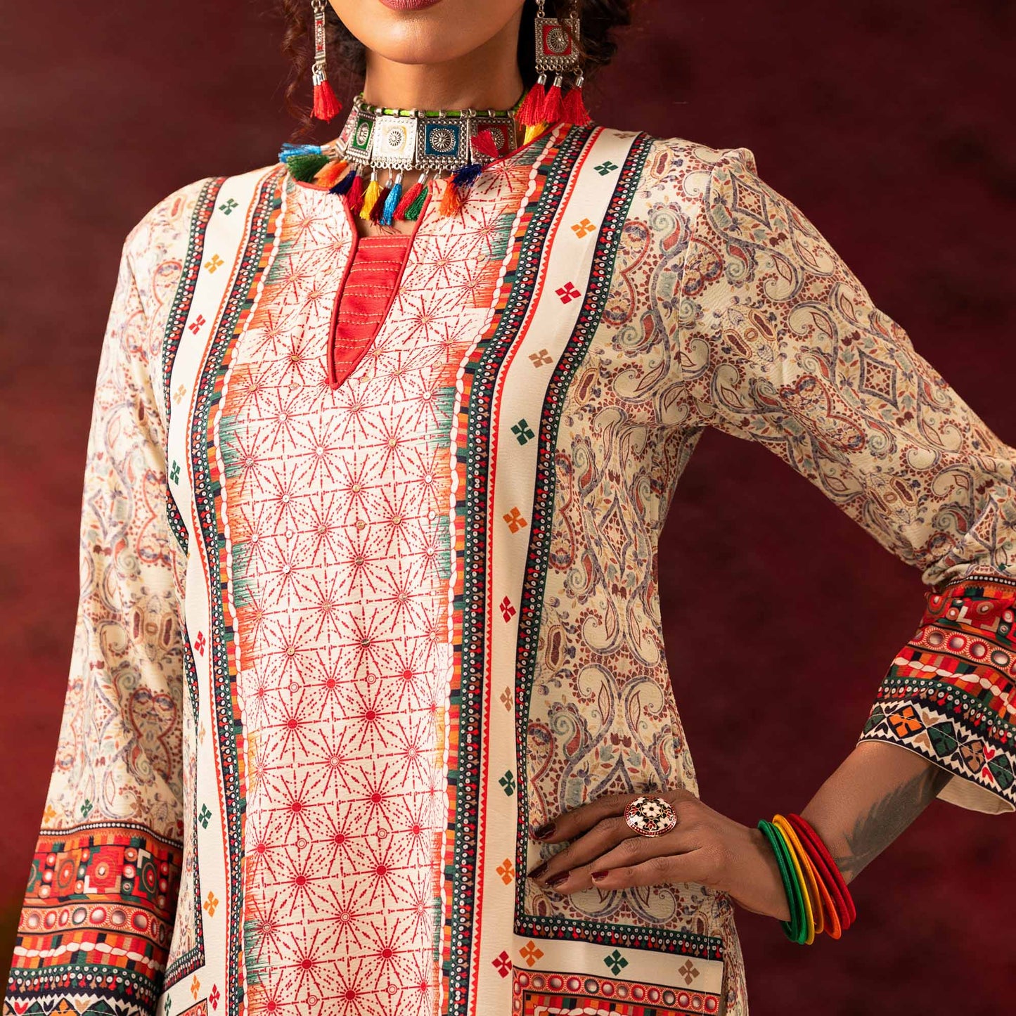 Womens Multicolor Ethnic Kurti