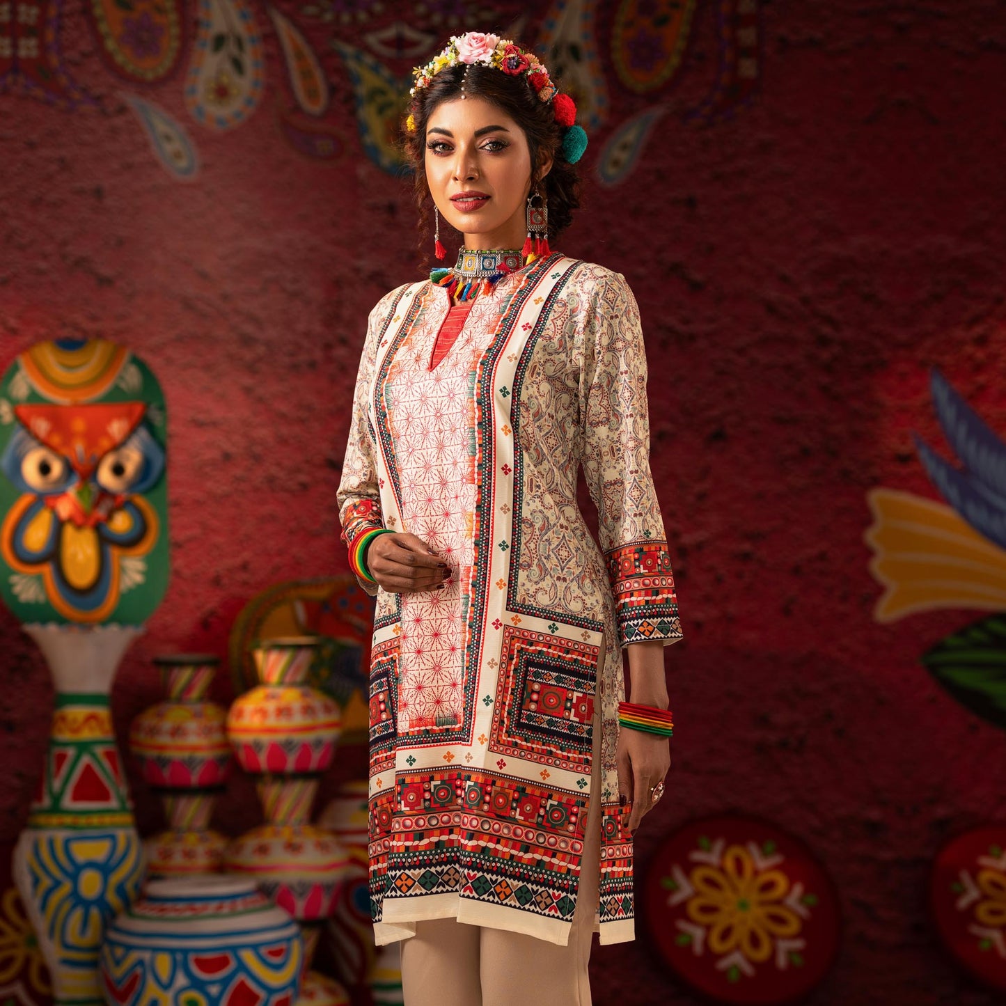 Womens Multicolor Ethnic Kurti