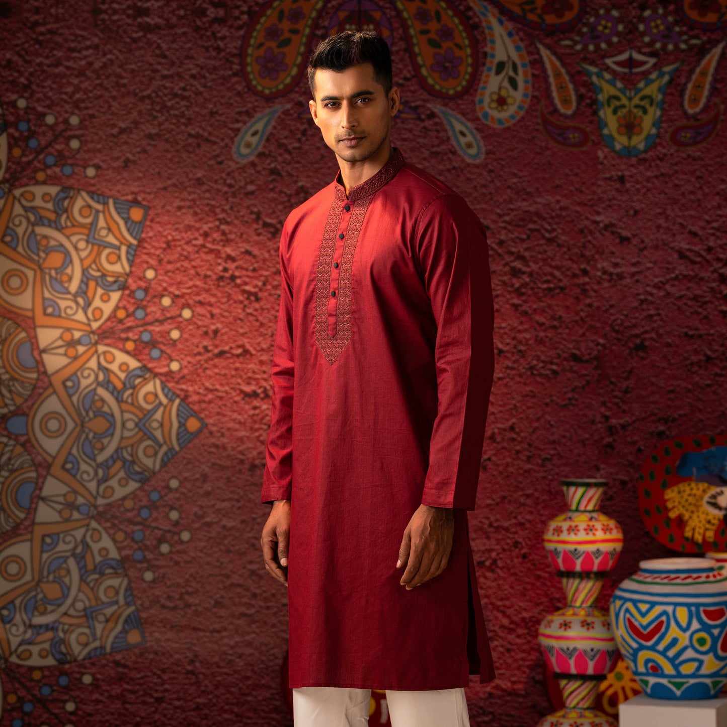 Mens Karchupi Maroon Panjabi